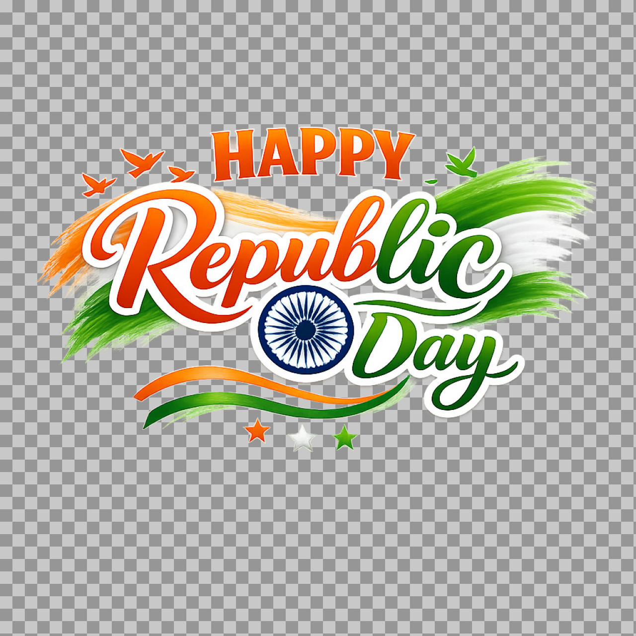 Happy Republic Day PNG | Patriotic Indian Flag Greeting Art