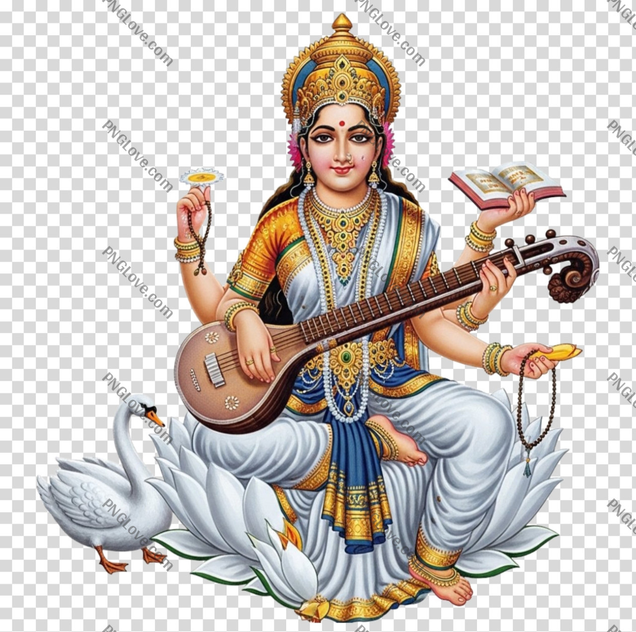 Goddess Saraswati PNG | Hindu Deity of Knowledge & Arts