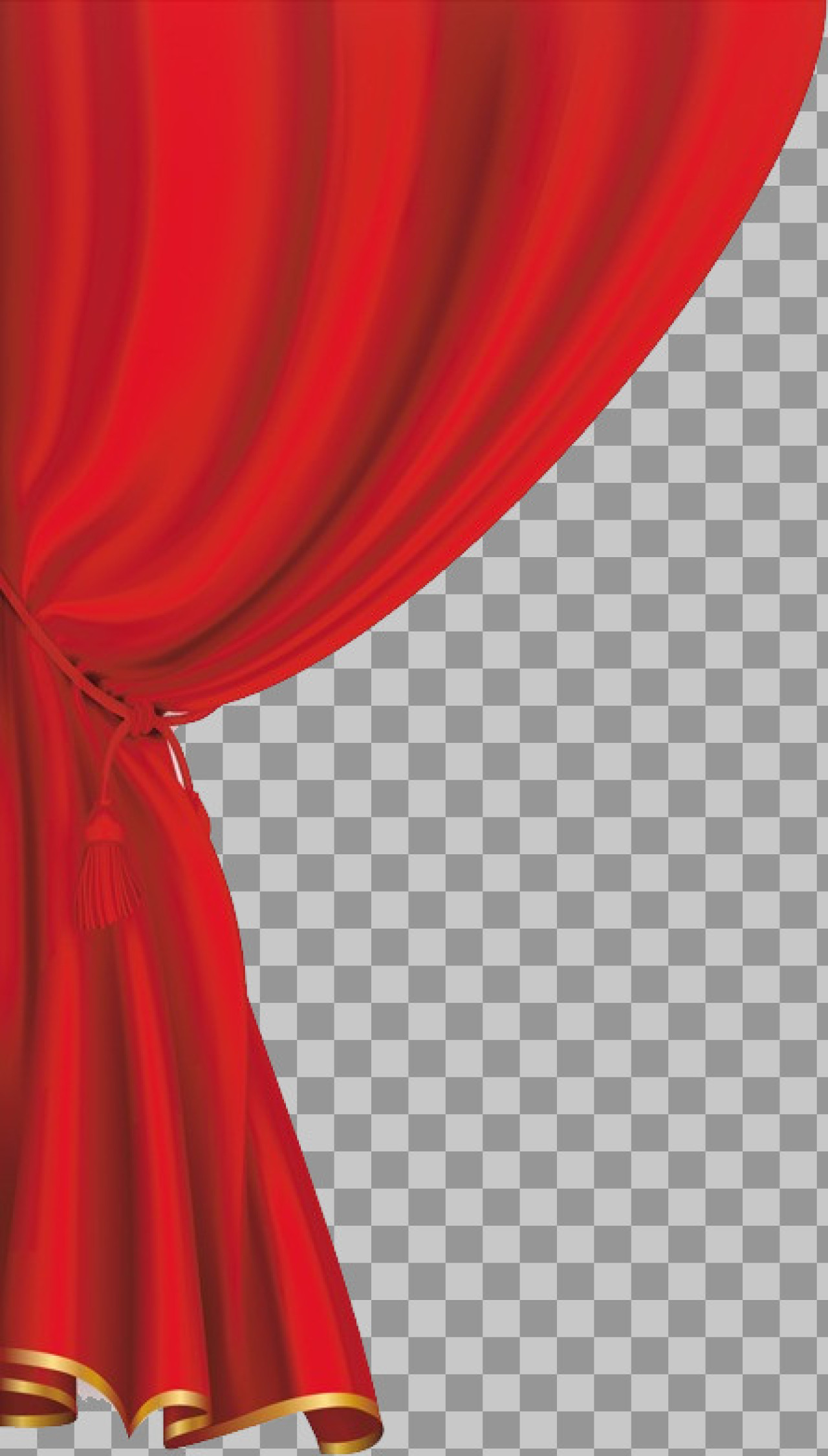 Red Side Curtain PNG with Transparent Background