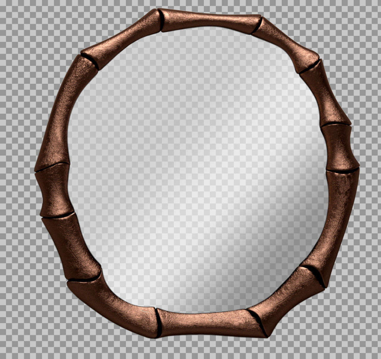 Bronze Faux Bamboo Oval Mirror PNG | Unique Design