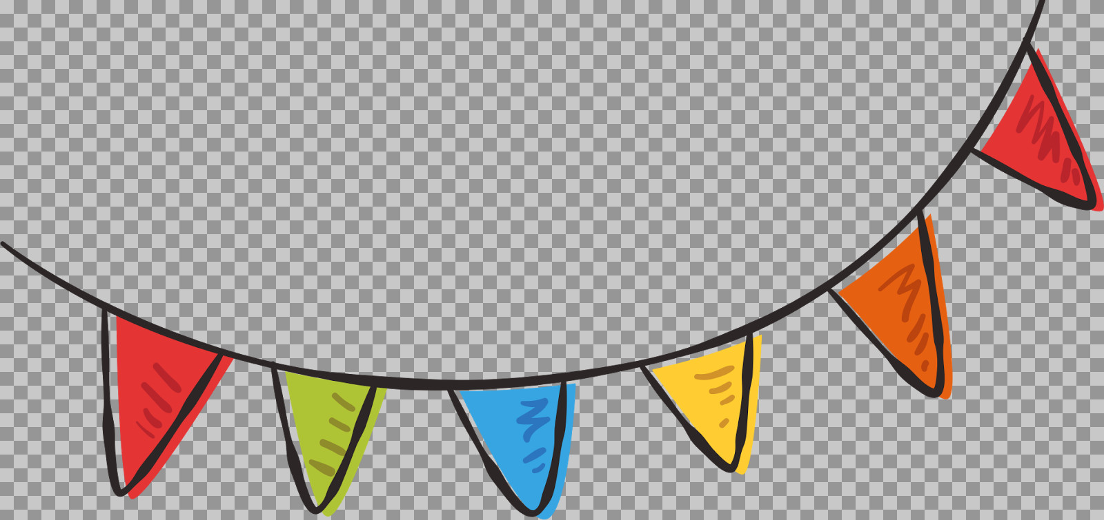 Hand-Drawn Bunting PNG | Free Doodle Party Flag Clipart...