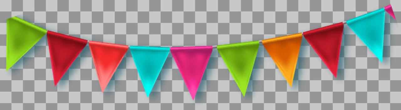 Glowing Bunting PNG | Free Neon Party Flag Clipart