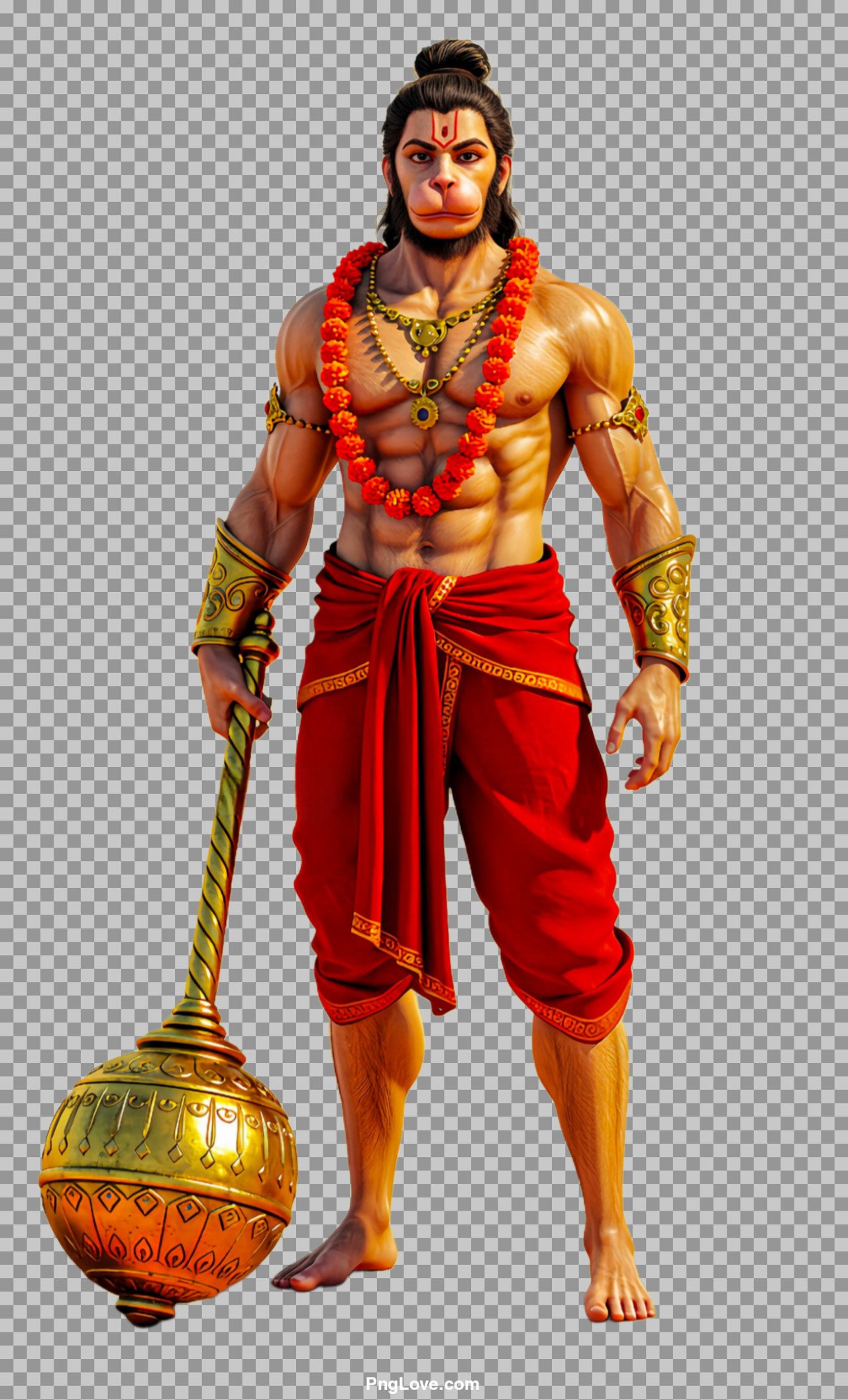 Lord Hanuman with mace PNG image free download