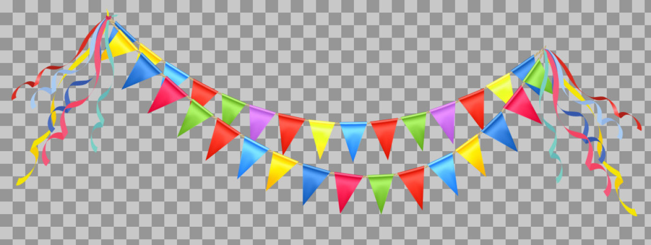 Colorful Party Banner PNG | Festive Decoration with Ribbons...