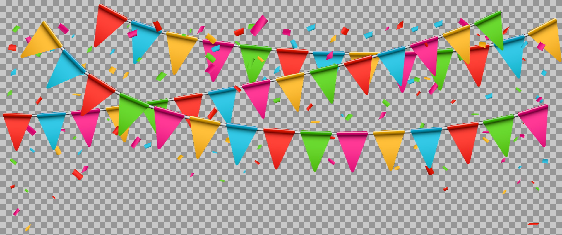 Party Bunting with Confetti PNG | Festive Decoration...