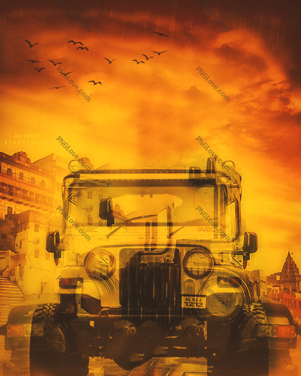 Free HD Jeep & Varanasi Double Exposure Editing Background...