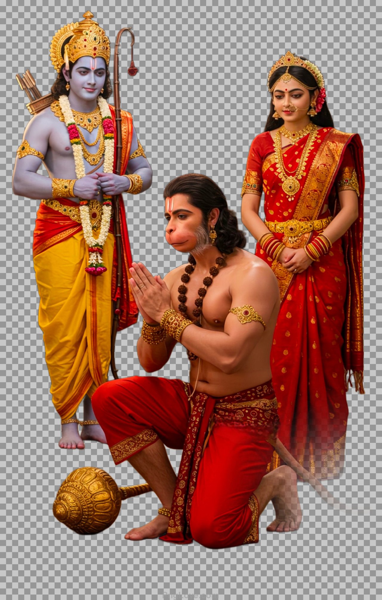 Ram Sita and Hanuman PNG transparent image