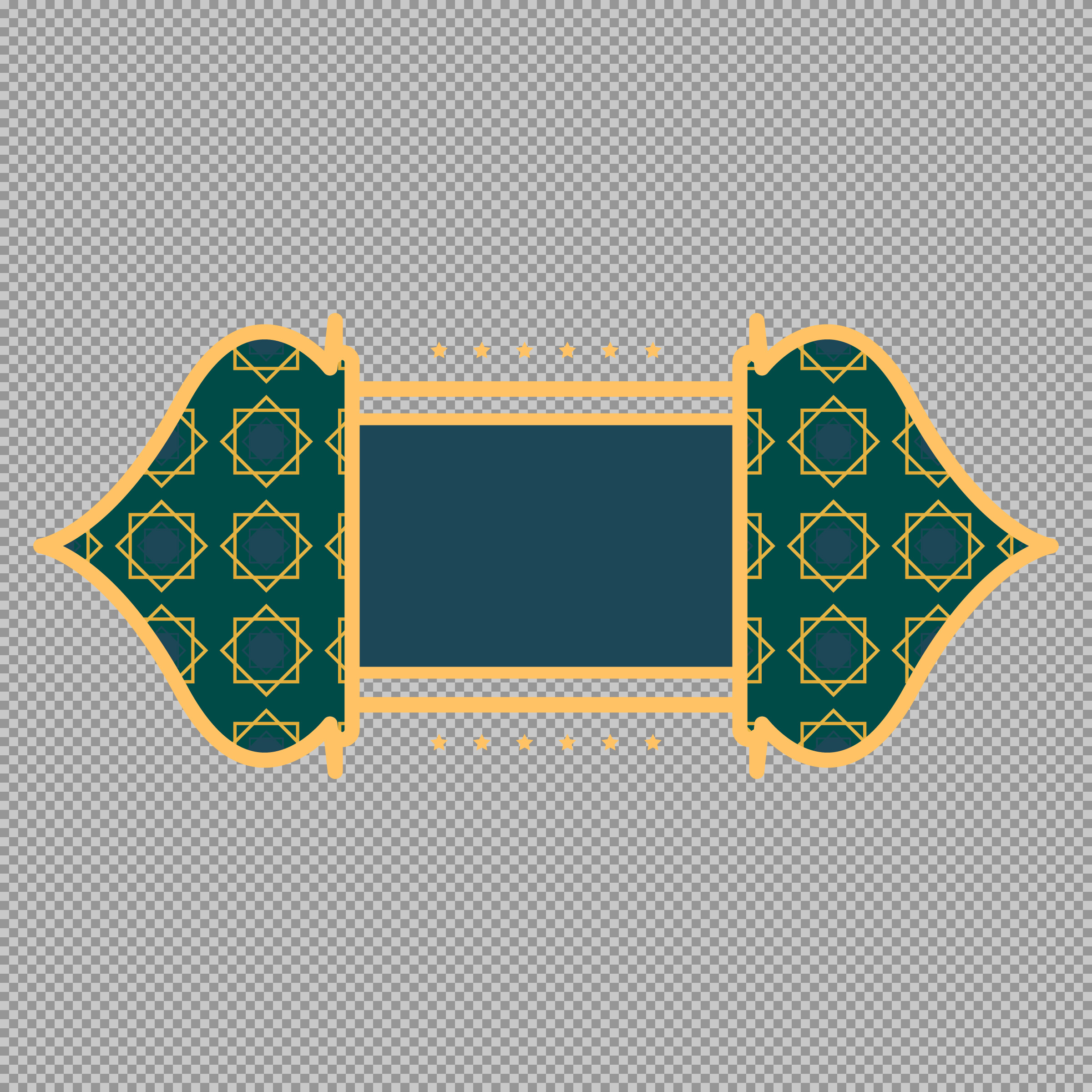 Elegant Islamic Banner Frame with Geometric Pattern | PNG
