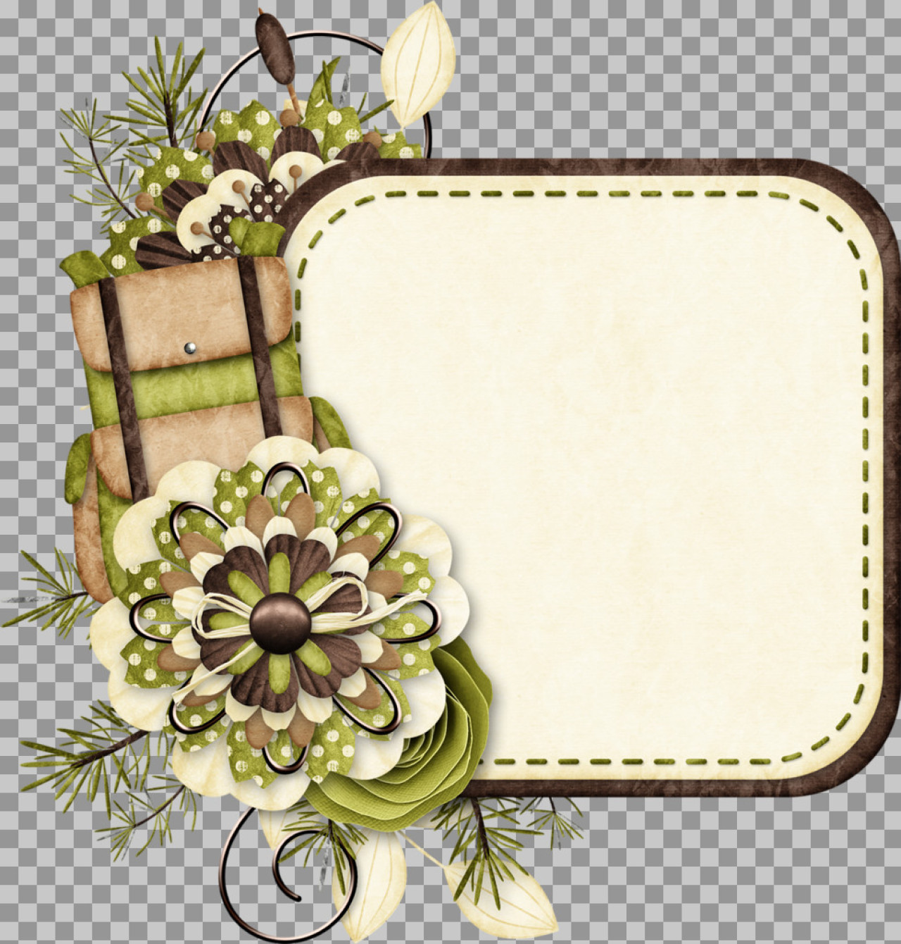 Rustic Camping & Adventure Scrapbook Frame PNG