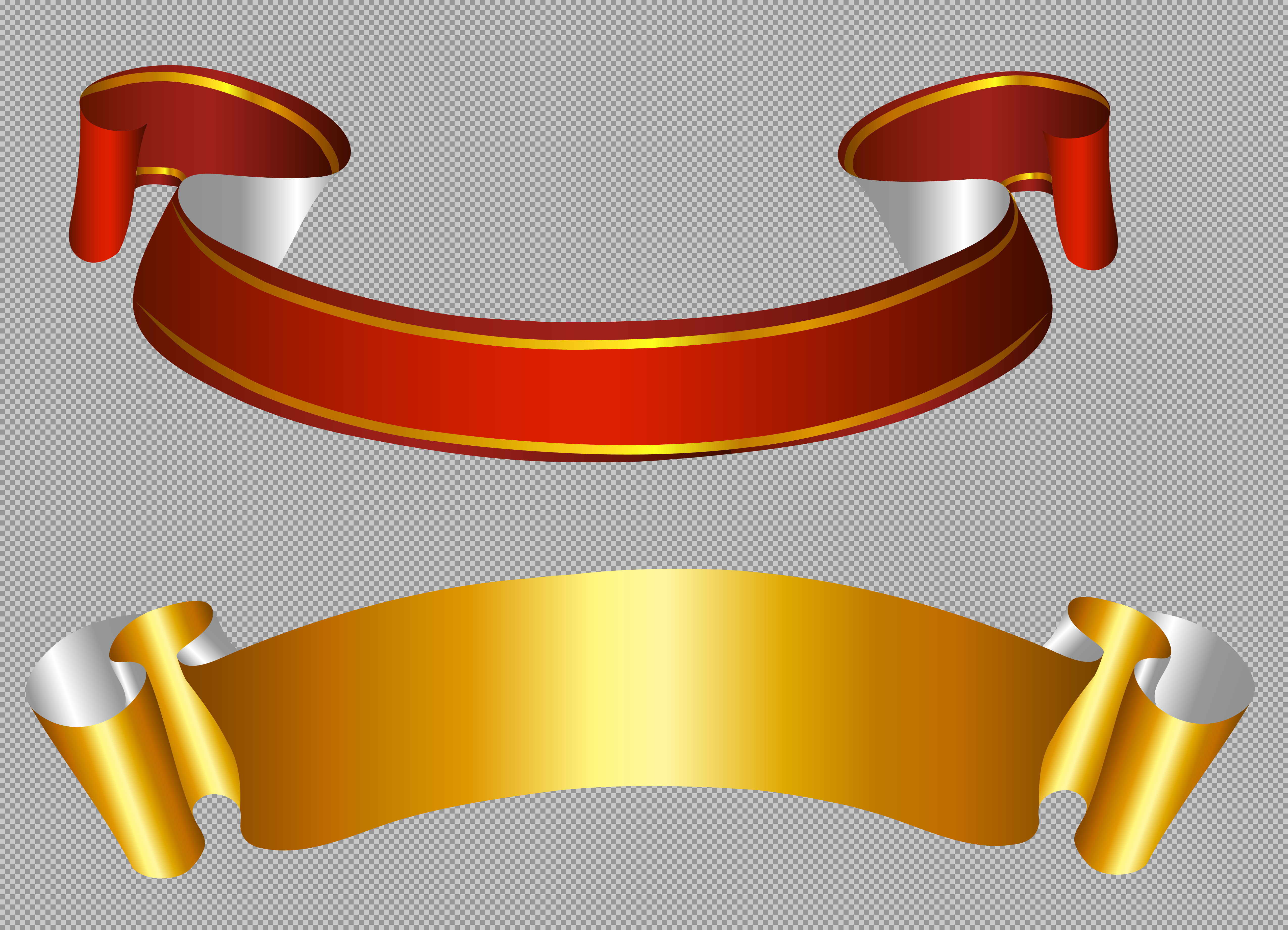 Red and Gold Ribbon Banners PNG | Elegant Scroll Graphics