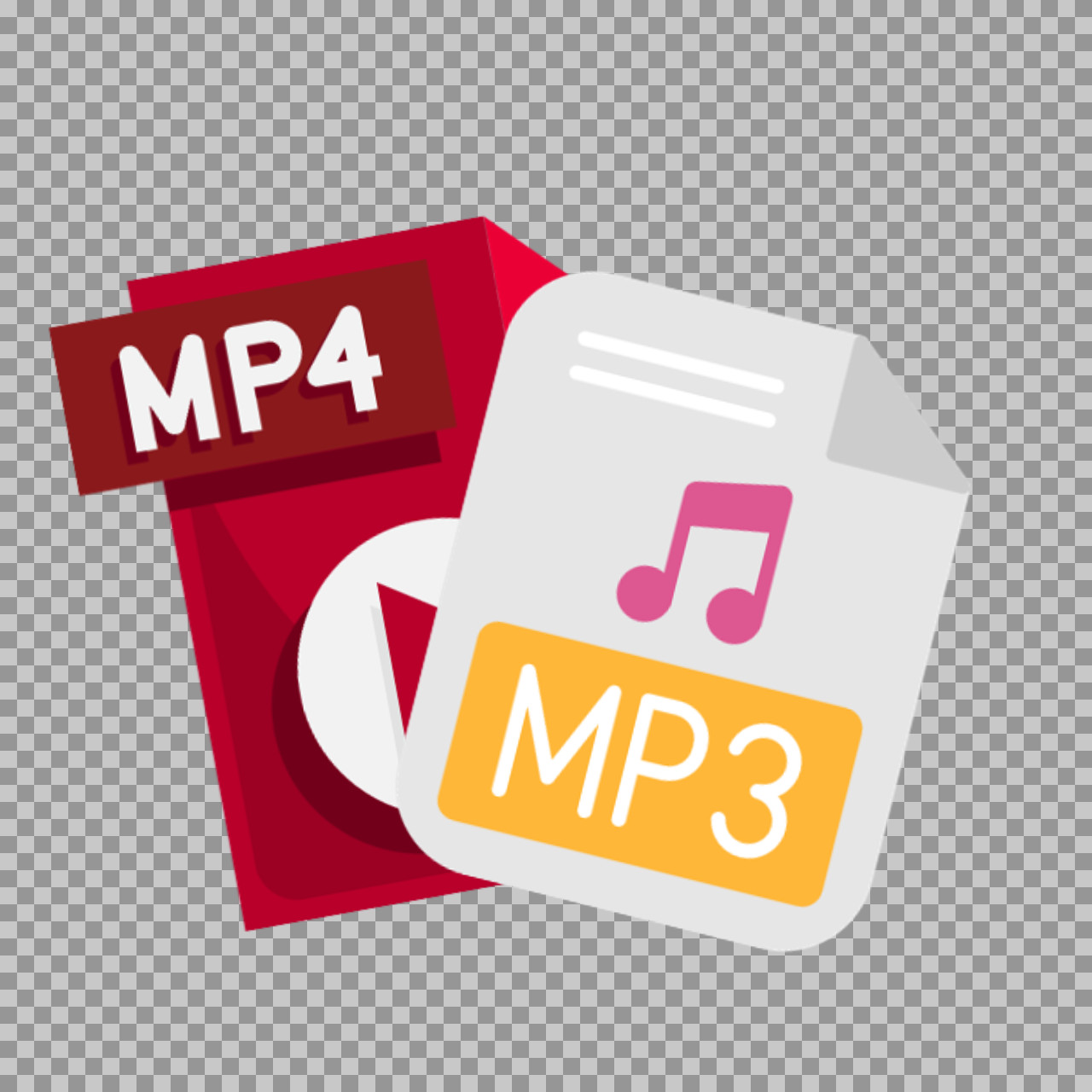 MP3 and MP4 File Icons | Transparent PNG Media Graphic