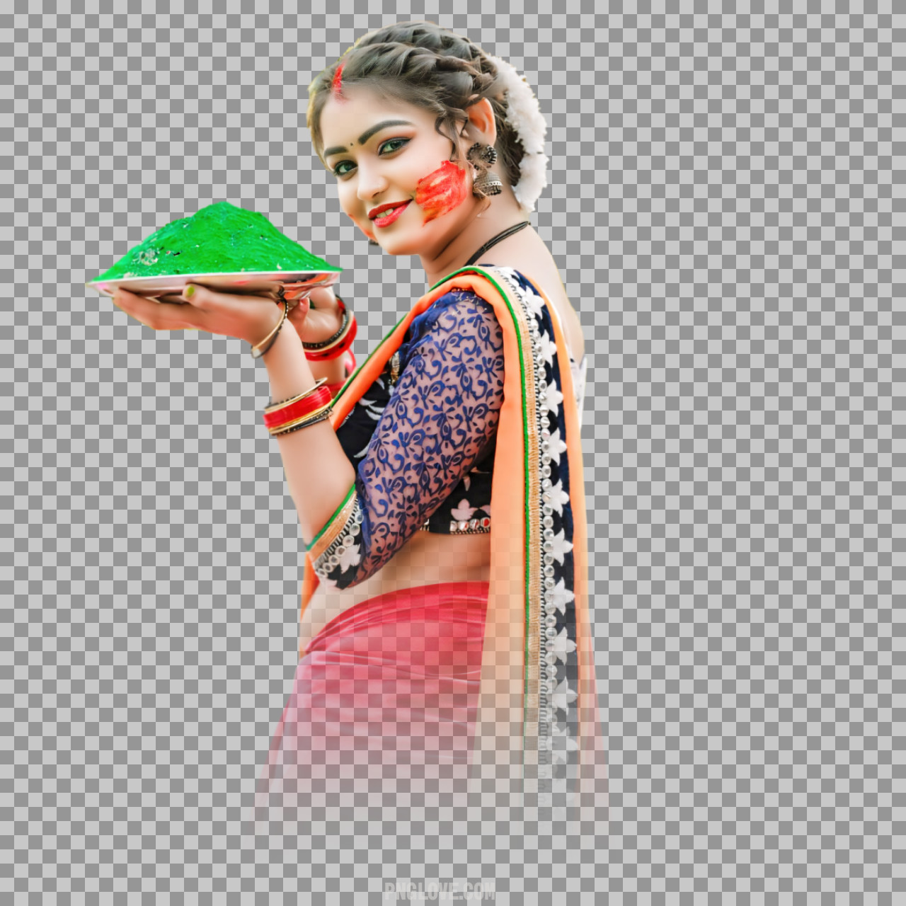 Indian Woman Celebrating Holi PNG | Free Transparent Download...