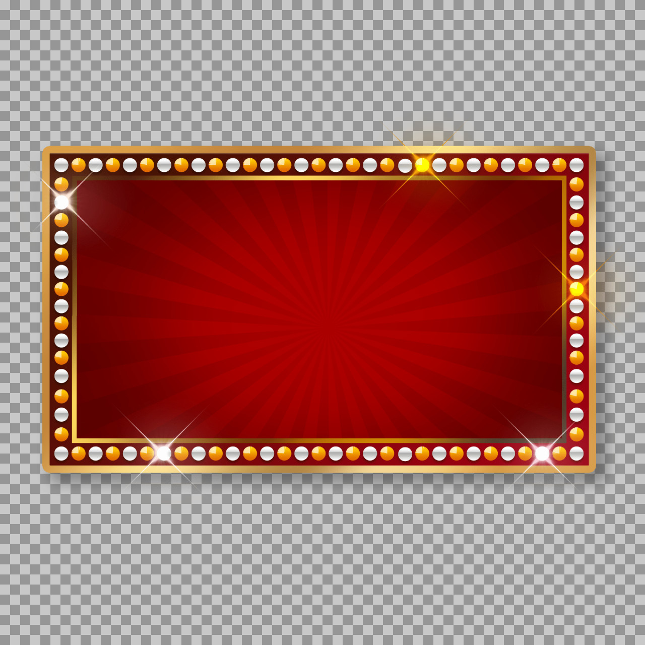Retro Marquee Sign PNG | Red & Gold Light-Up Banner