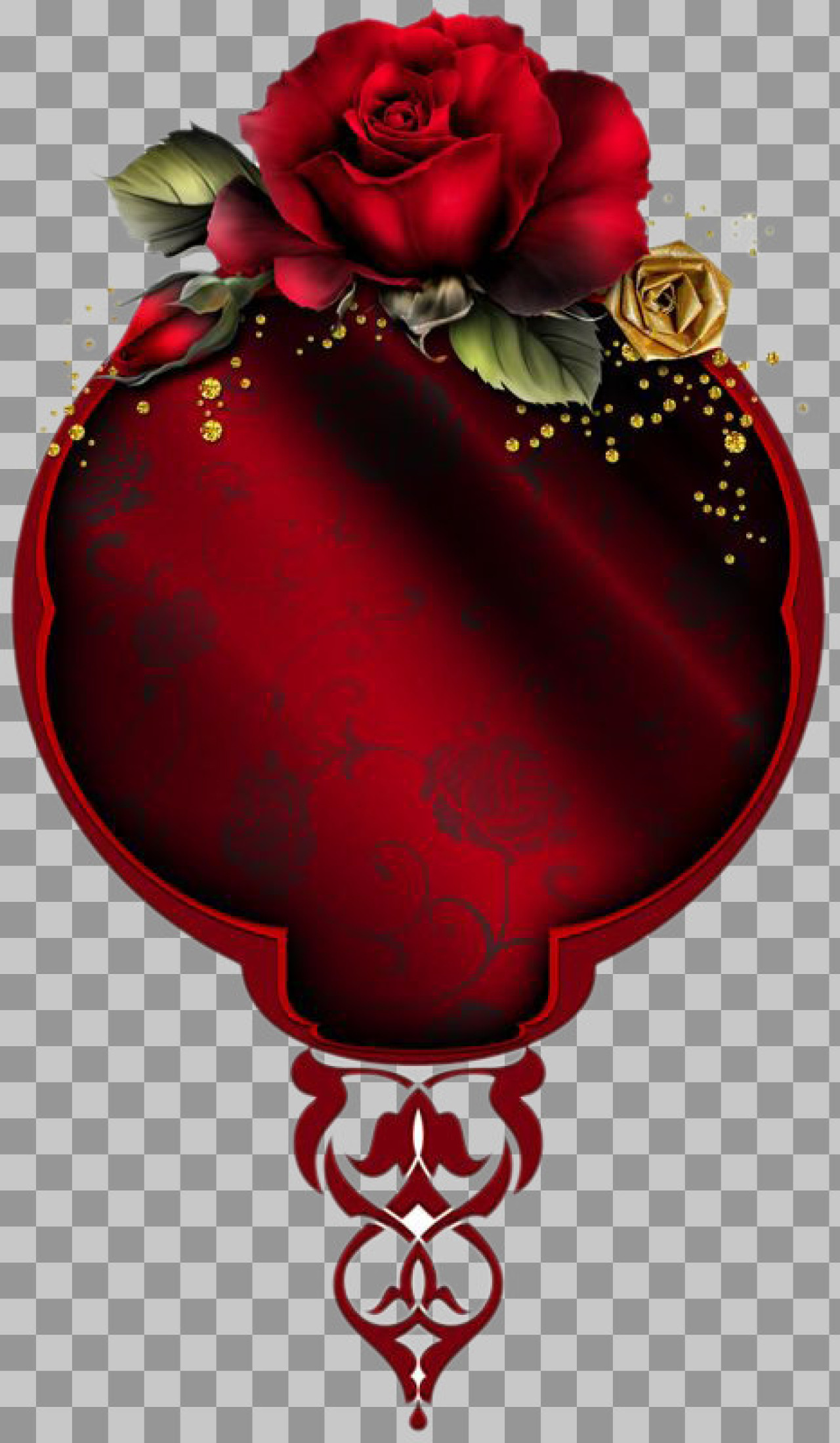 Elegant Red Rose Frame PNG | Romantic Floral Clipart