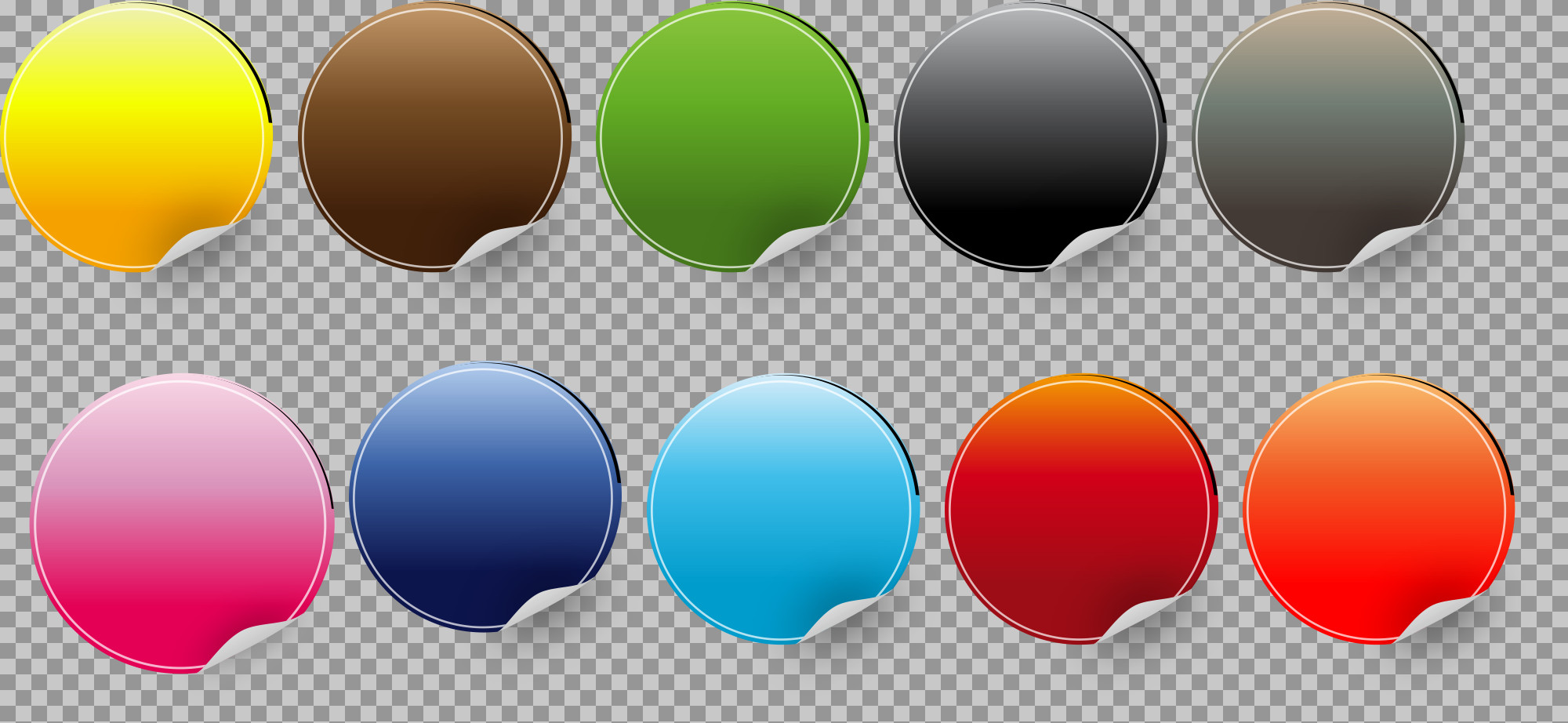 Colorful Sticker Set PNG | Glossy Round Web Badges
