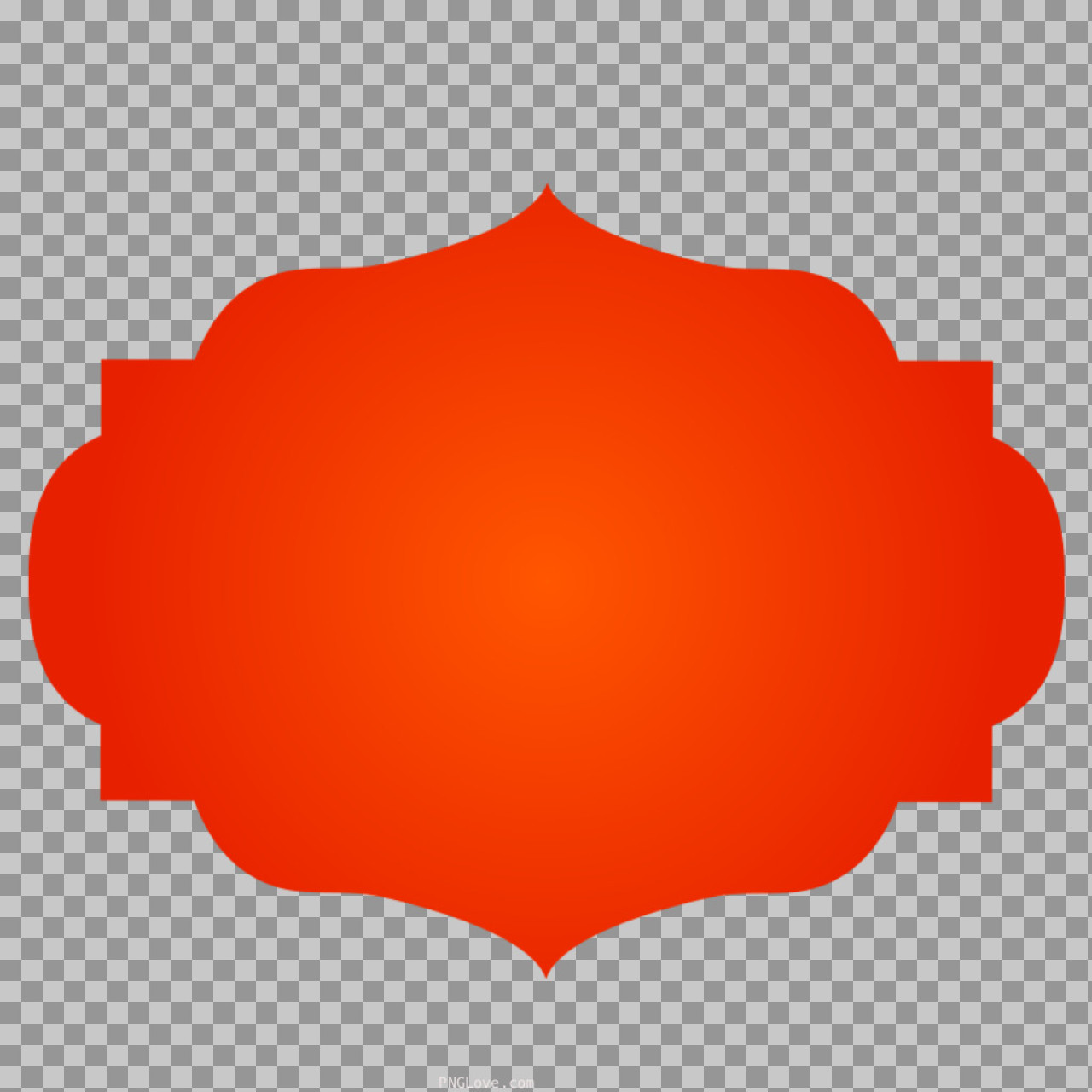 Red-Orange Ornate Frame PNG | Decorative Label Clipart