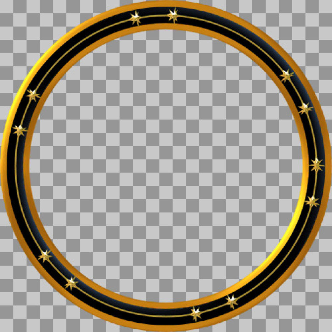 Gold and Black Star Frame PNG | Luxury Circle Clipart