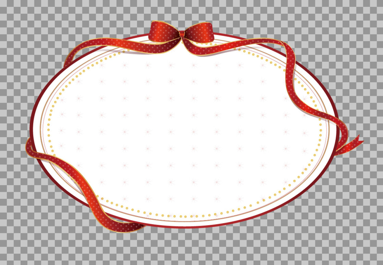 Elegant Oval Frame with Red Bow | Free Festive PNG Graphic