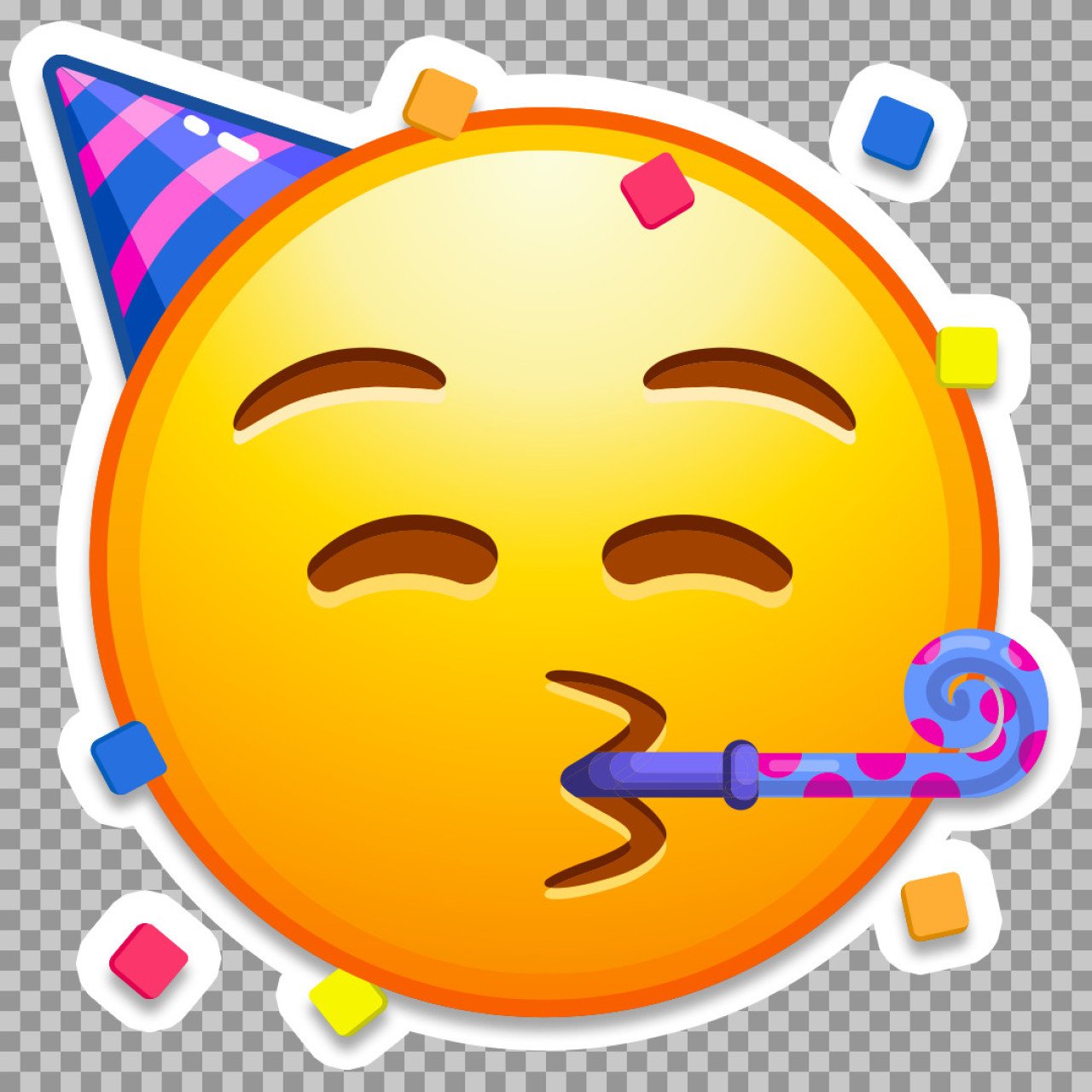 Face with Party Horn and Party Hat Emoji PNG image download...