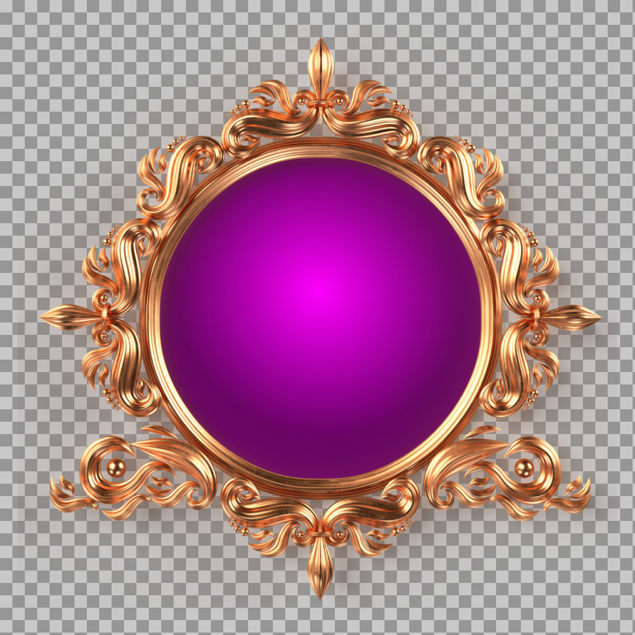 Ornate Gold Frame with Purple Center | Luxury PNG Border