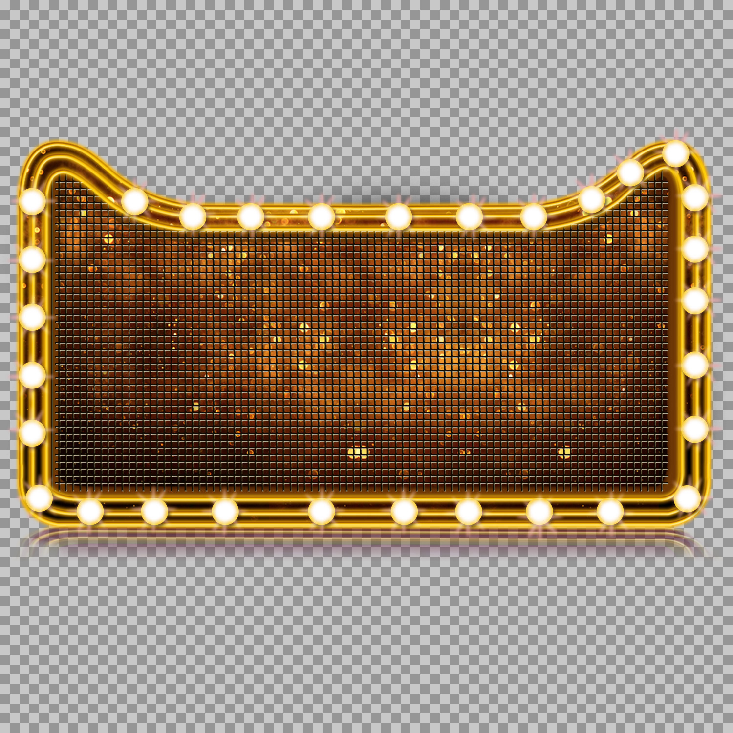 Golden Marquee Sign PNG | Retro Lightbox Frame with Bulbs...
