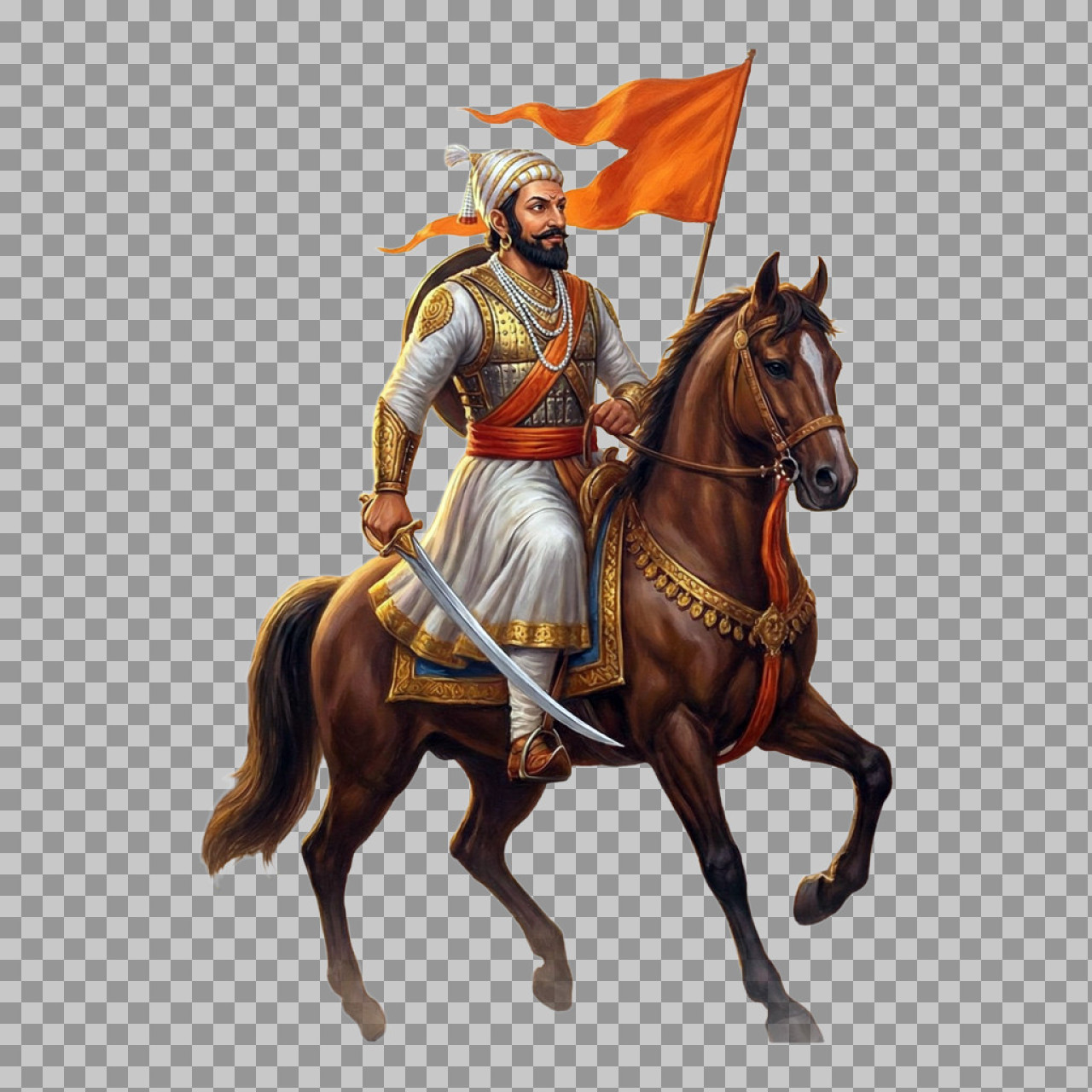 Shivaji Maharaj on Horse PNG | Warrior King with Sword Image
