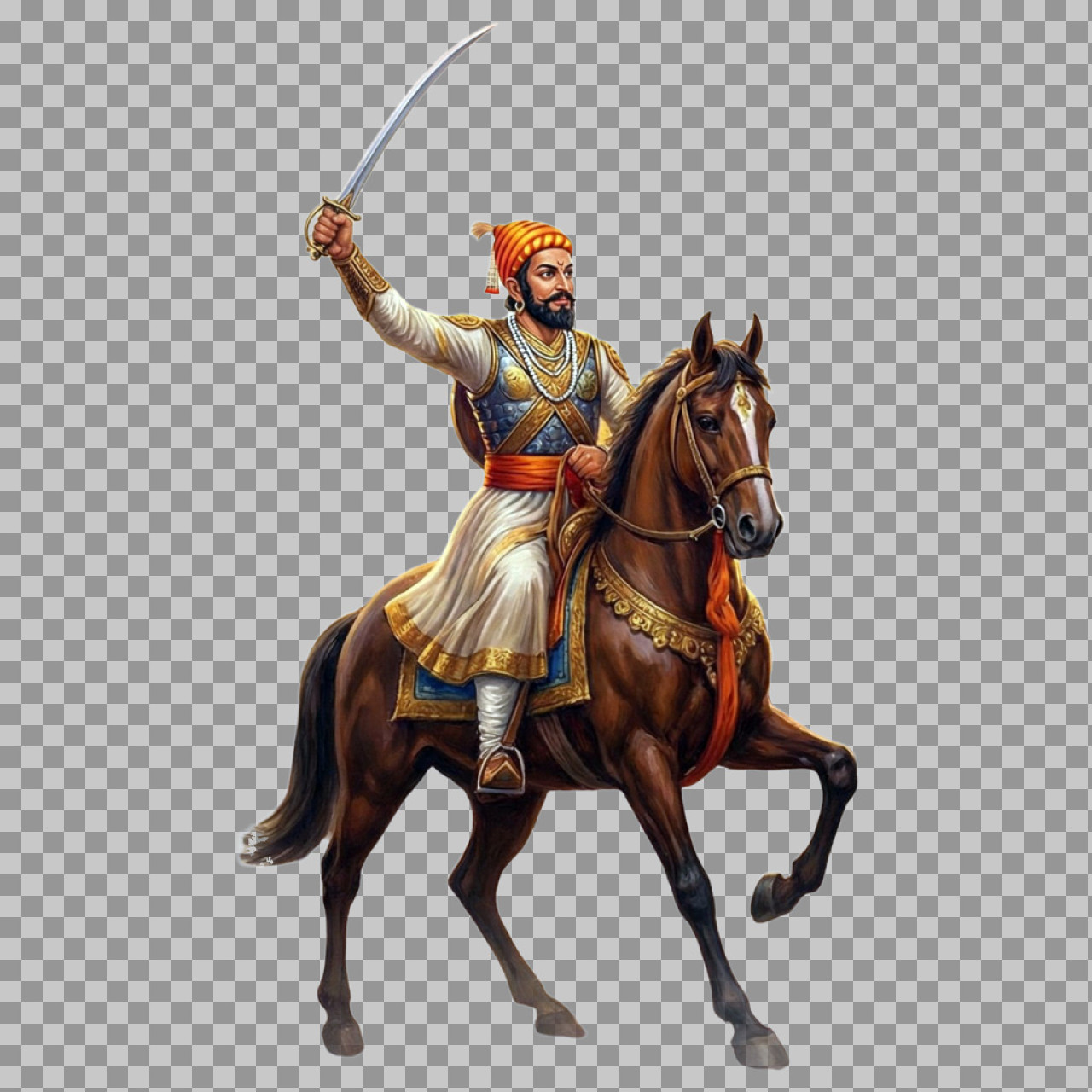 Chhatrapati Shivaji Maharaj on Horse PNG | Maratha Warrior