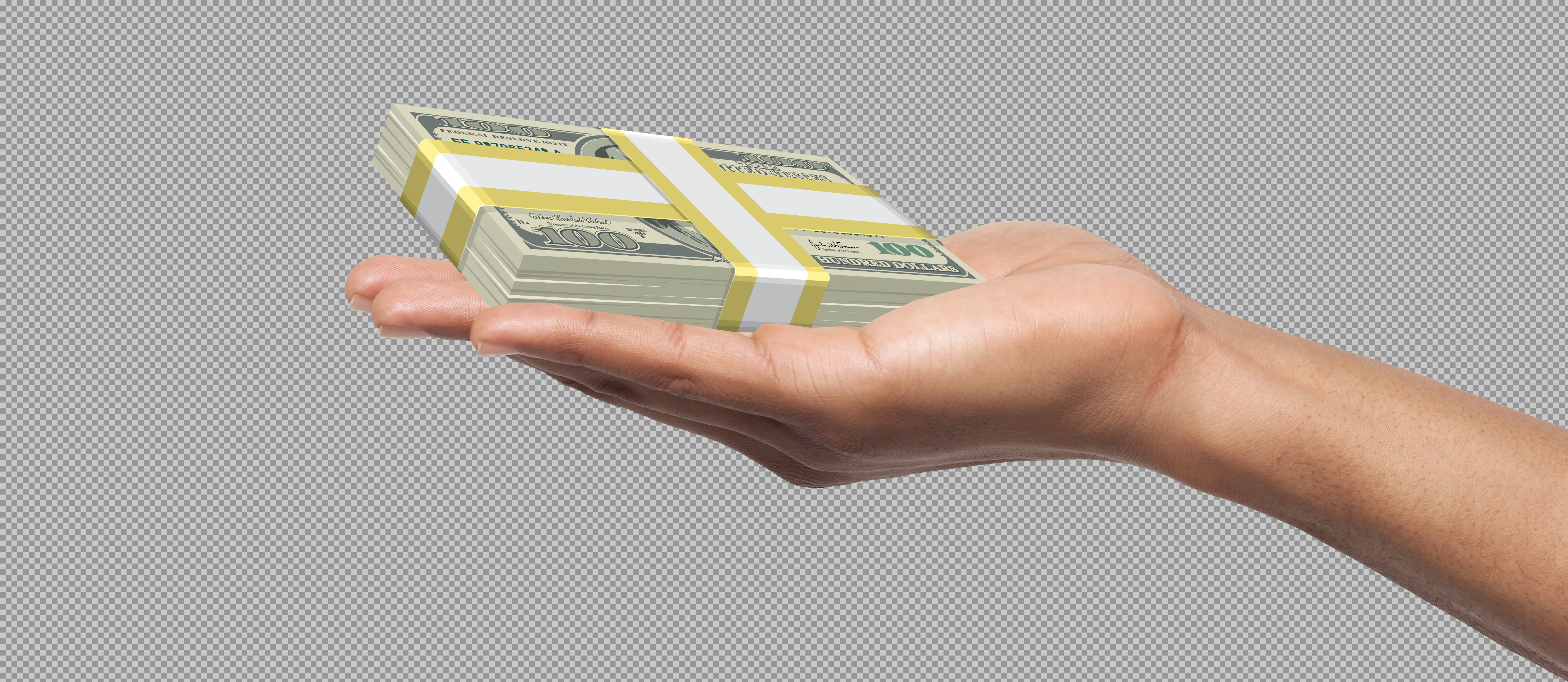 Hand Holding Stacks of Money PNG | Free Cash Graphic
