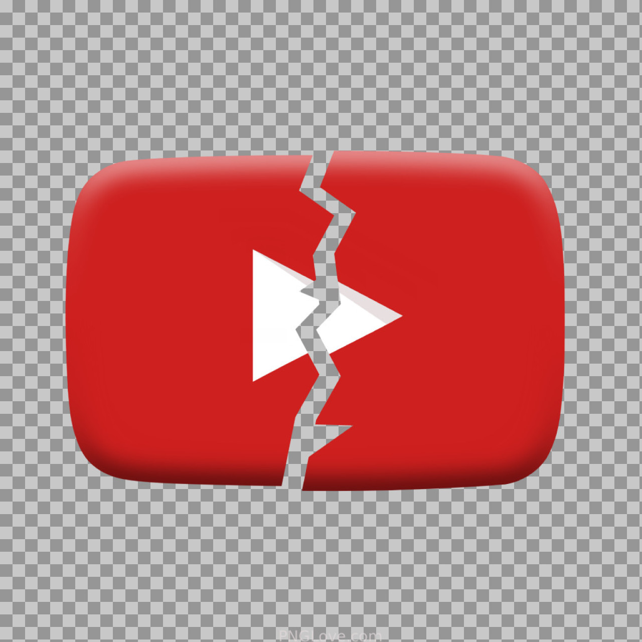 Broken YouTube Logo PNG | Free Transparent Cracked Icon