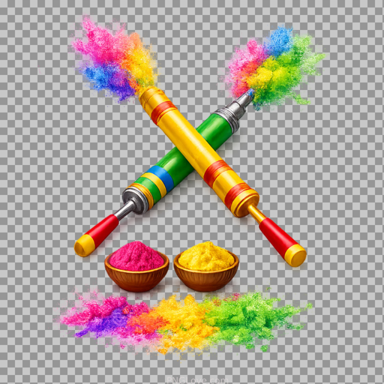 Holi Pichkari PNG with Color Powder Explosion | Free Clipart