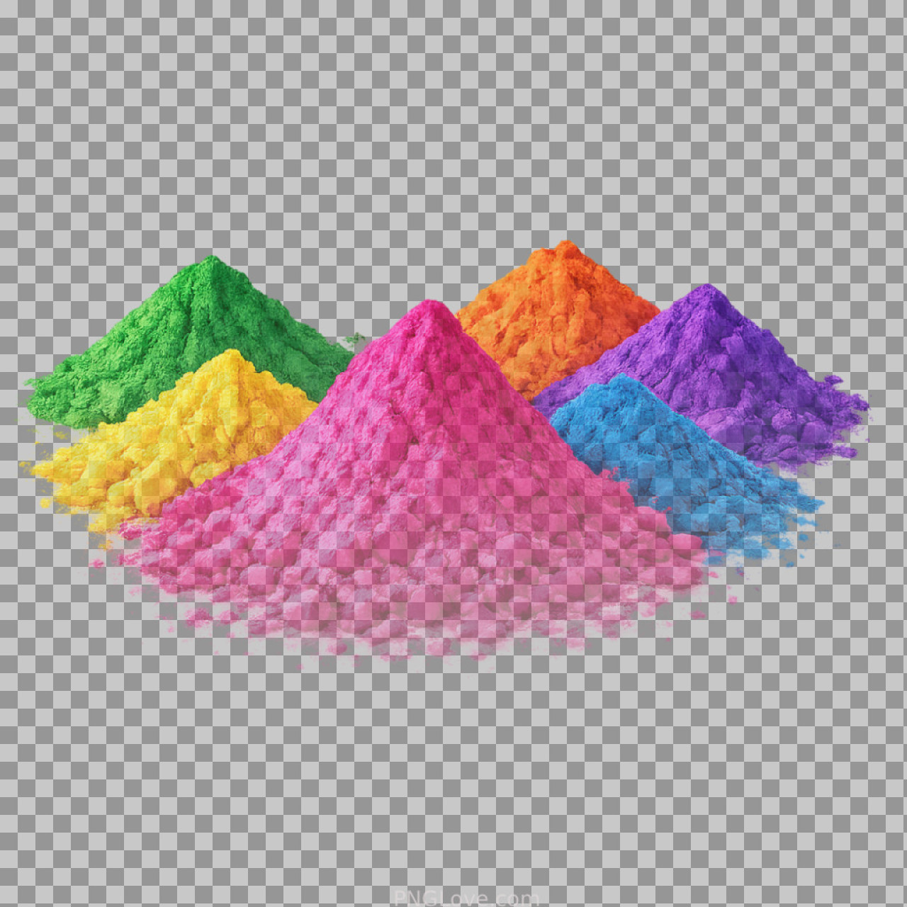 Vibrant Holi Gulal Powder Piles PNG | Free Festival Image