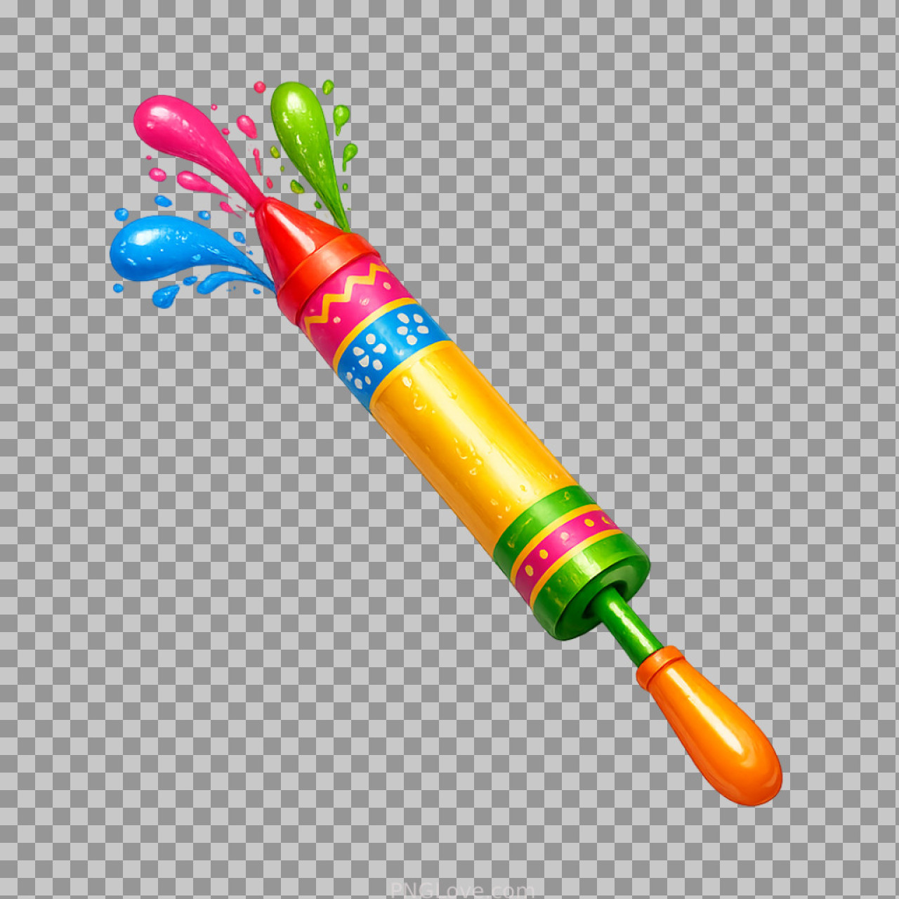 Colorful Holi Pichkari PNG | Free Water Gun Clipart