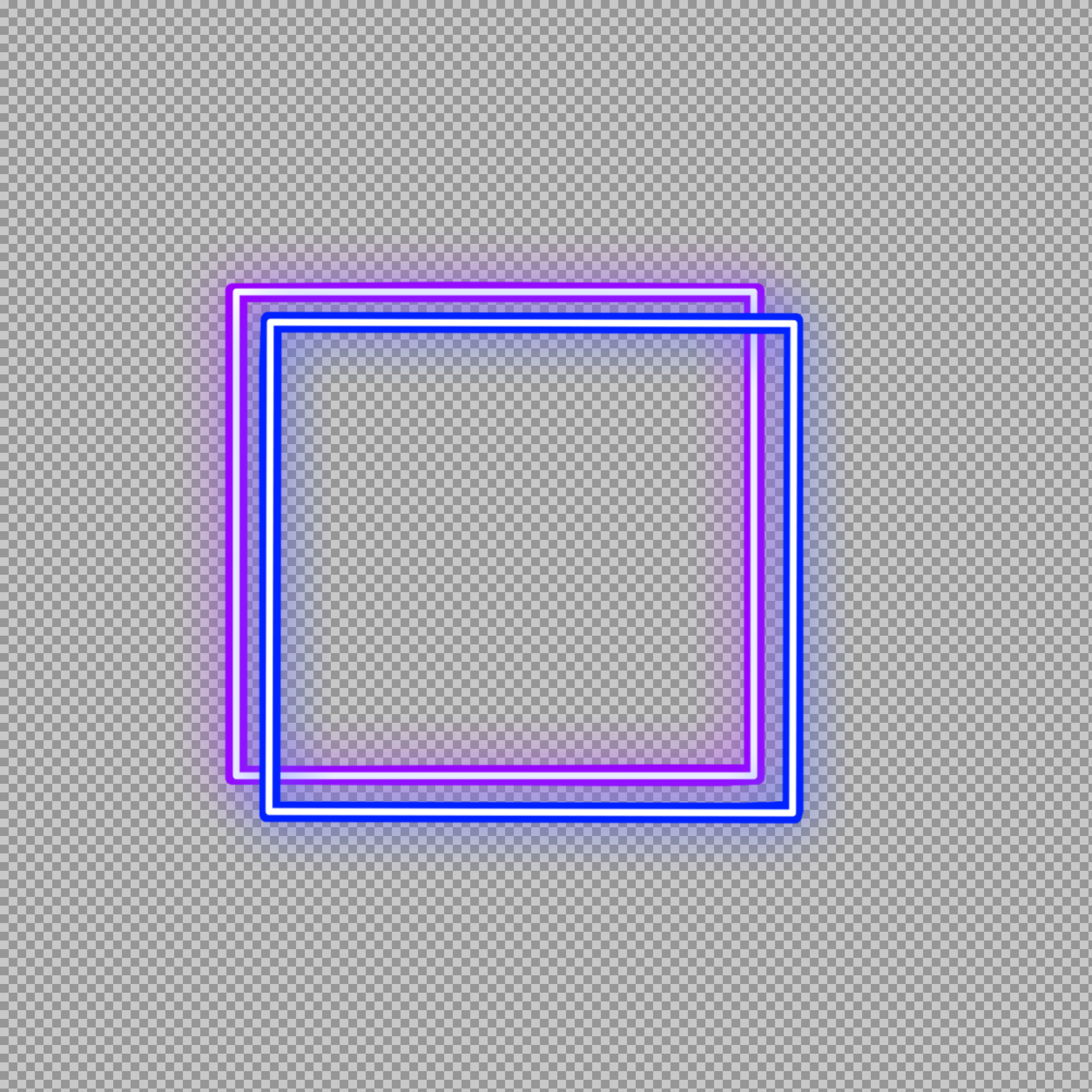 Vibrant Neon Square Frame PNG | Glowing Blue & Purple Border...