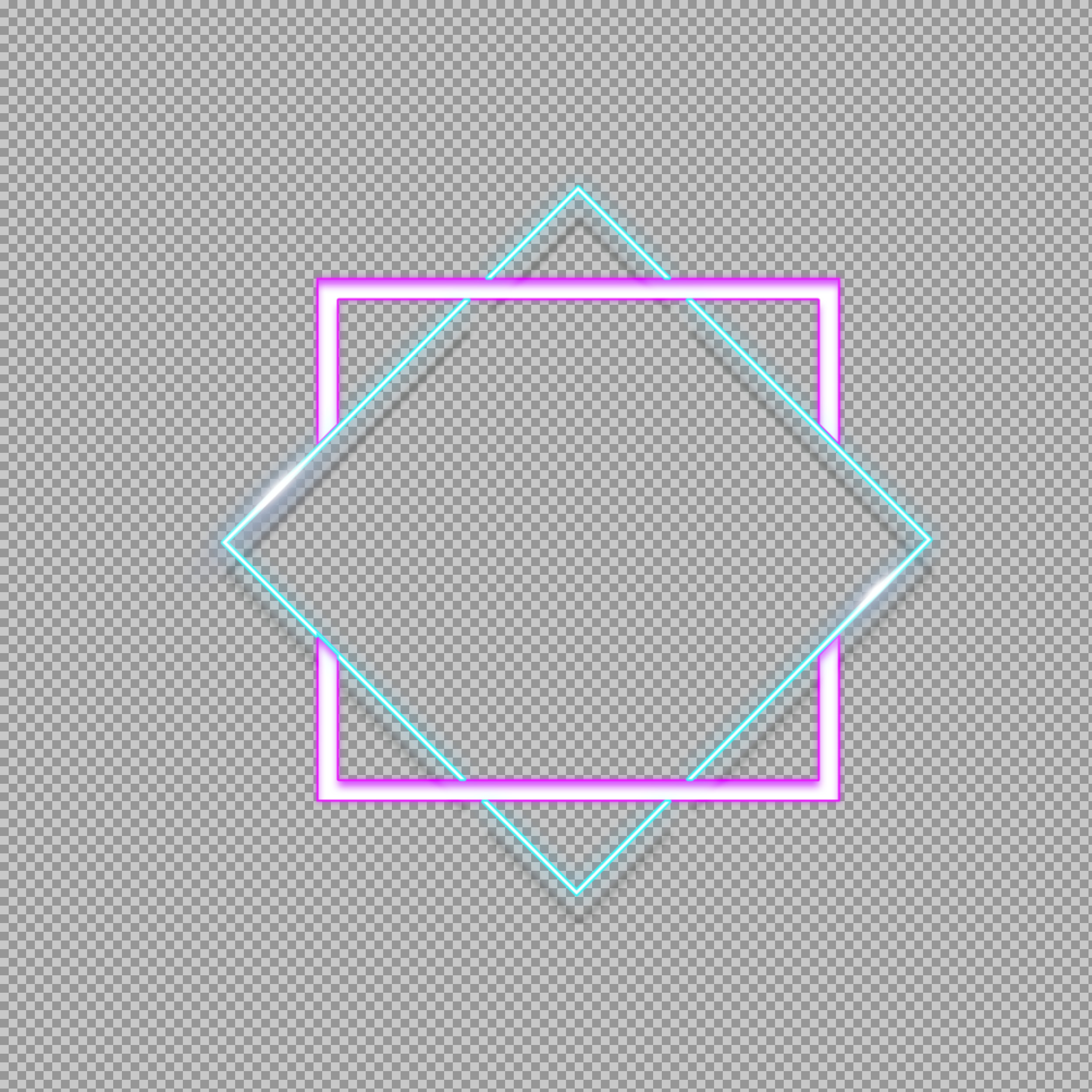 Interlocking Neon Star Frame PNG | Cyberpunk Glow Border...