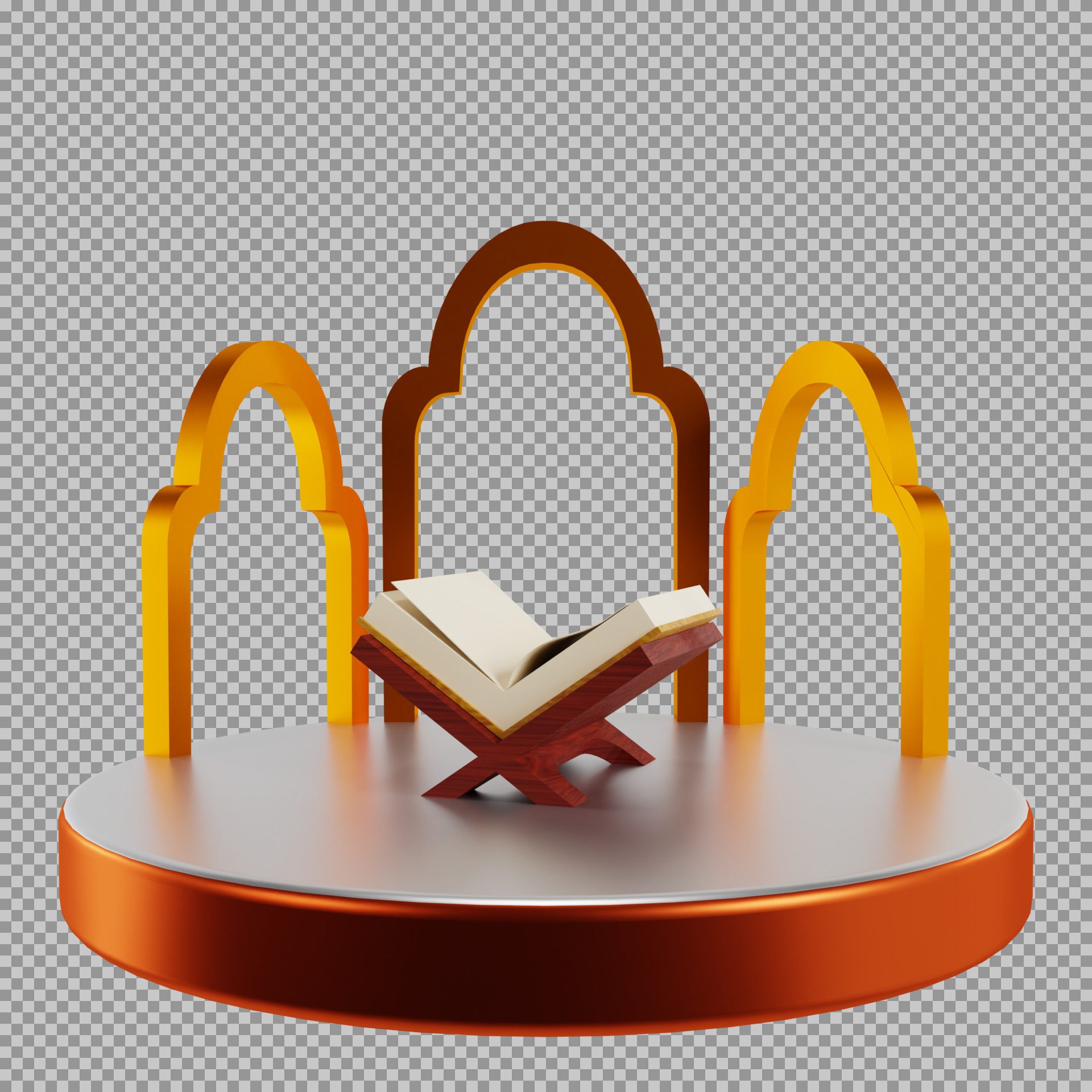 3D Islamic Podium with Quran PNG | Ramadan & Eid Graphic