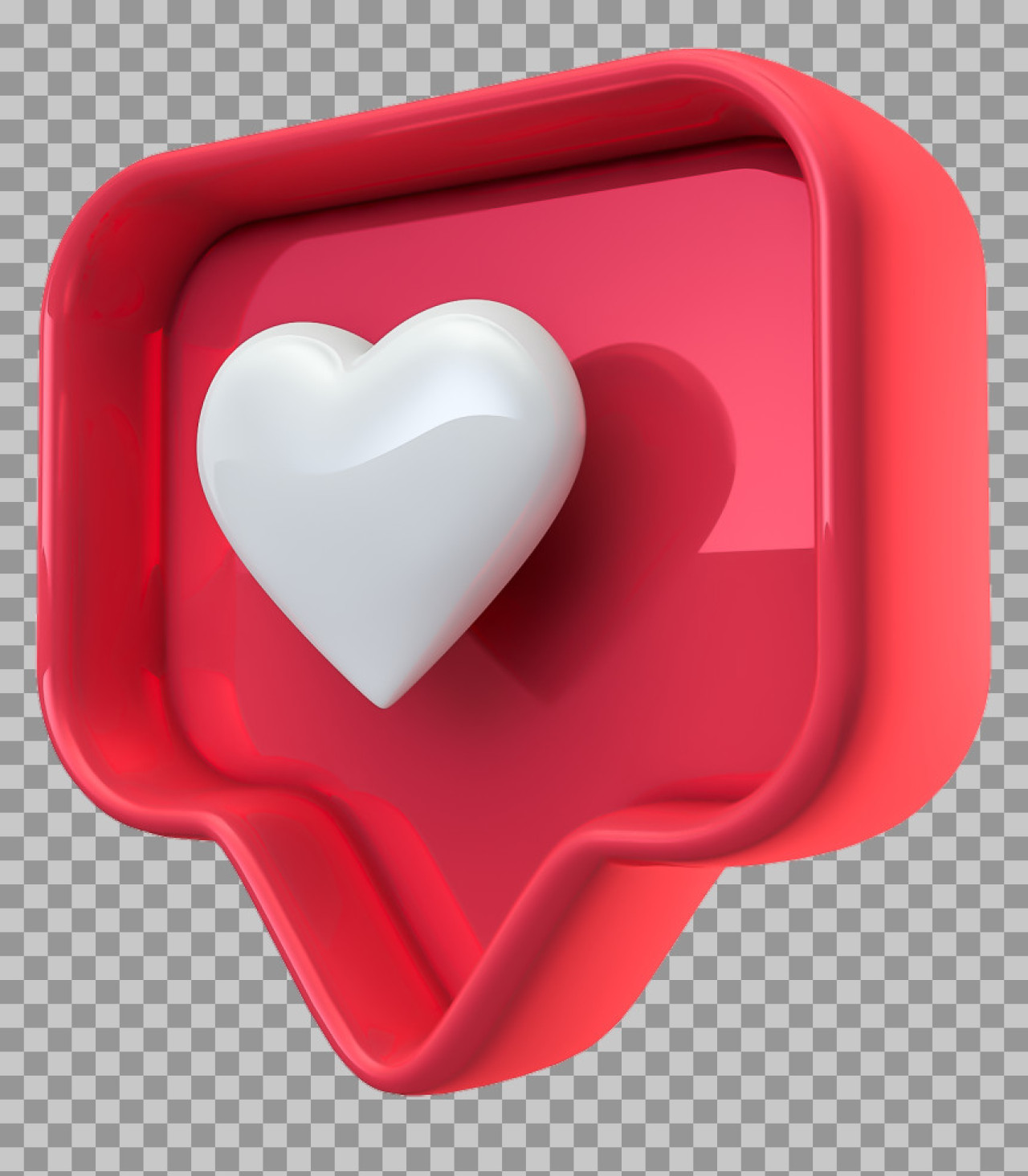 3D Like Heart Icon PNG | Social Media Notification Graphic