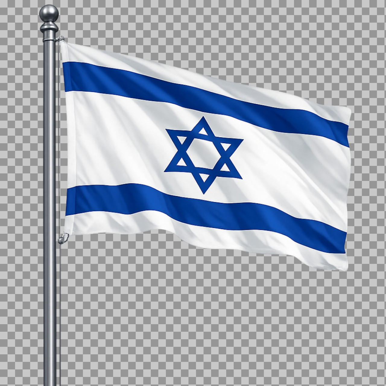 Waving Israeli Flag PNG | Realistic 3D Render on Pole...