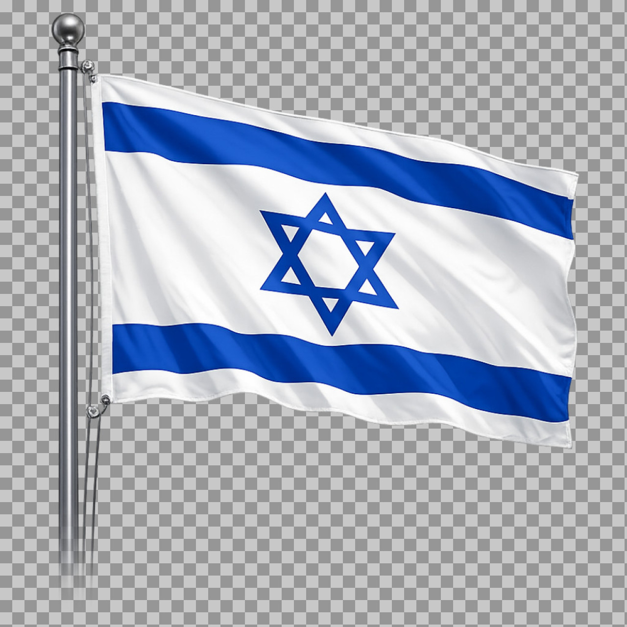 Israeli Flag PNG Free | Realistic 3D Render on Pole