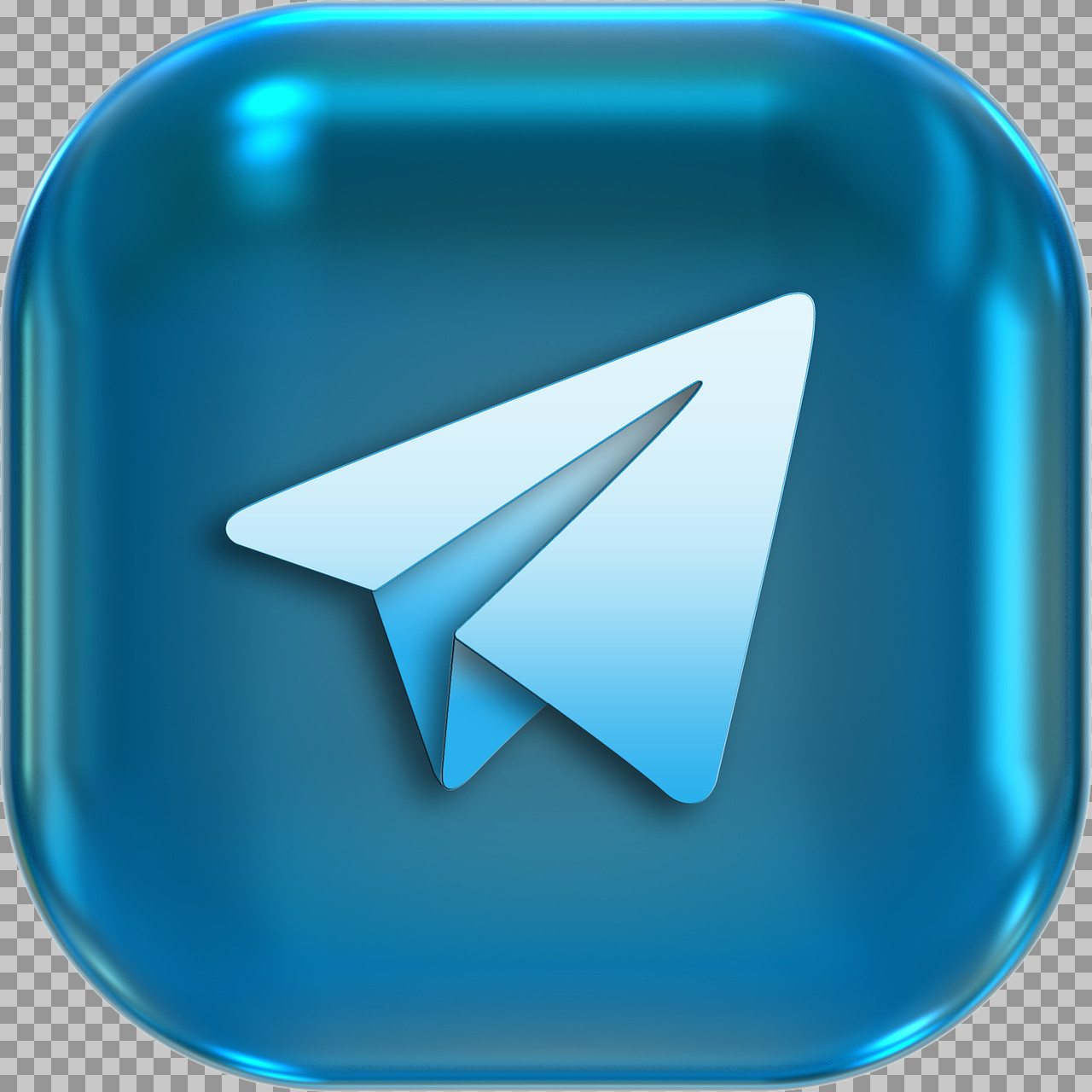 3D Telegram Logo Icon PNG - Glossy App Button...