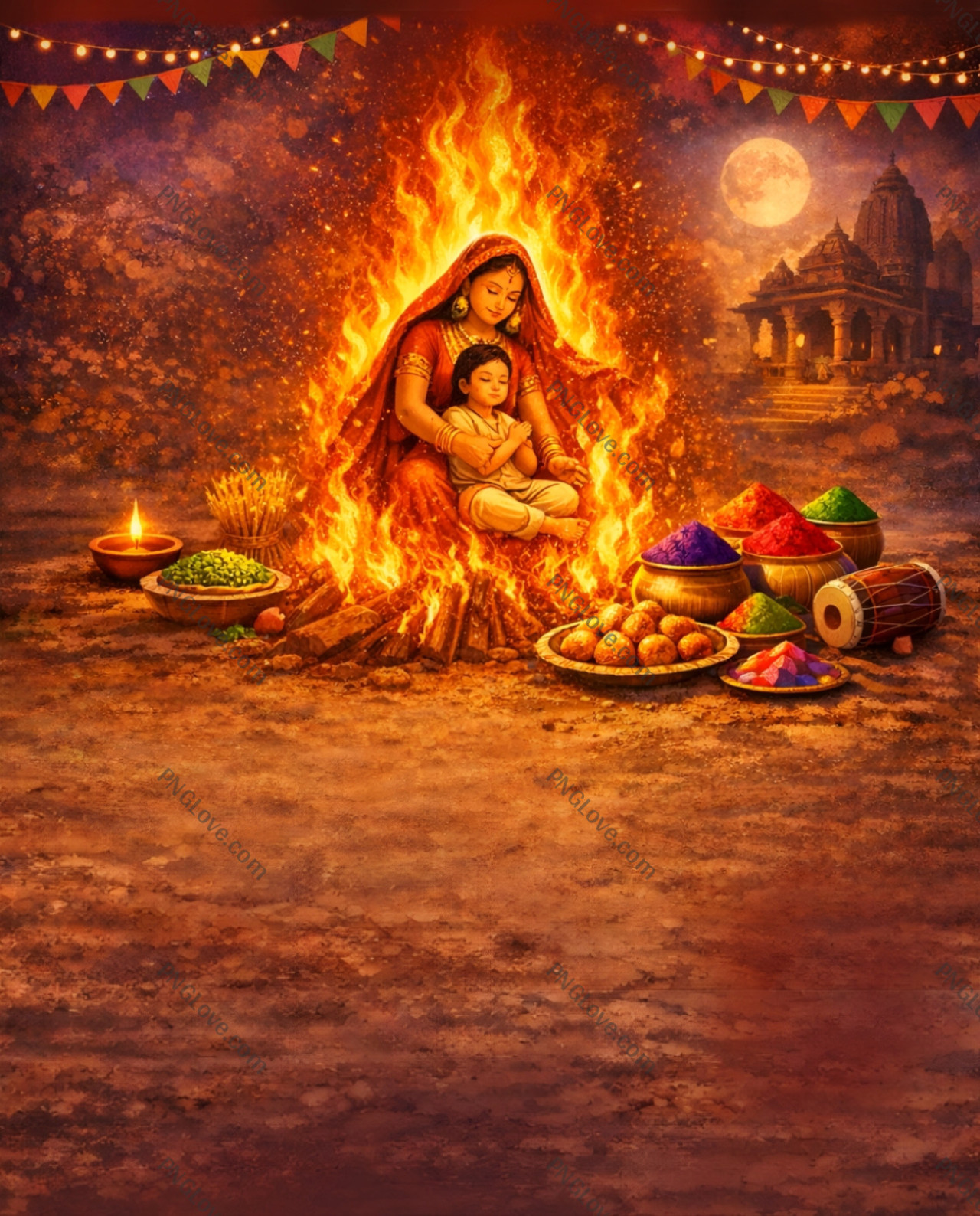 Free Holika Dahan Banner Background | HD Poster Design