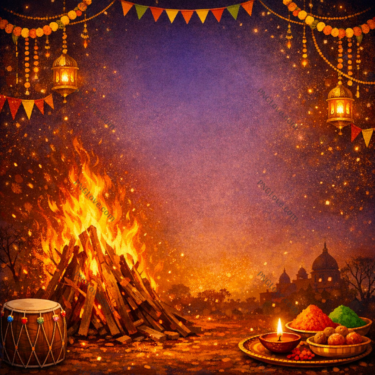 Vibrant Holika Dahan Background | Free HD Festive Poster