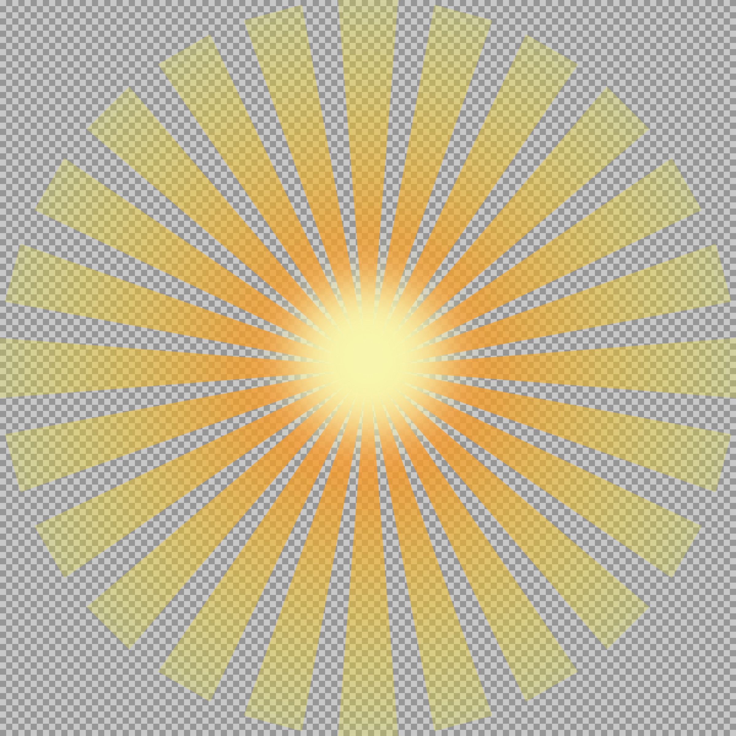 Glowing Golden Sunburst | Retro Radial Graphic PNG