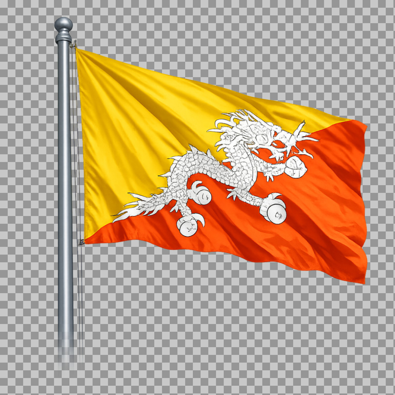 Waving Flag of Bhutan PNG | High-Quality National Flag