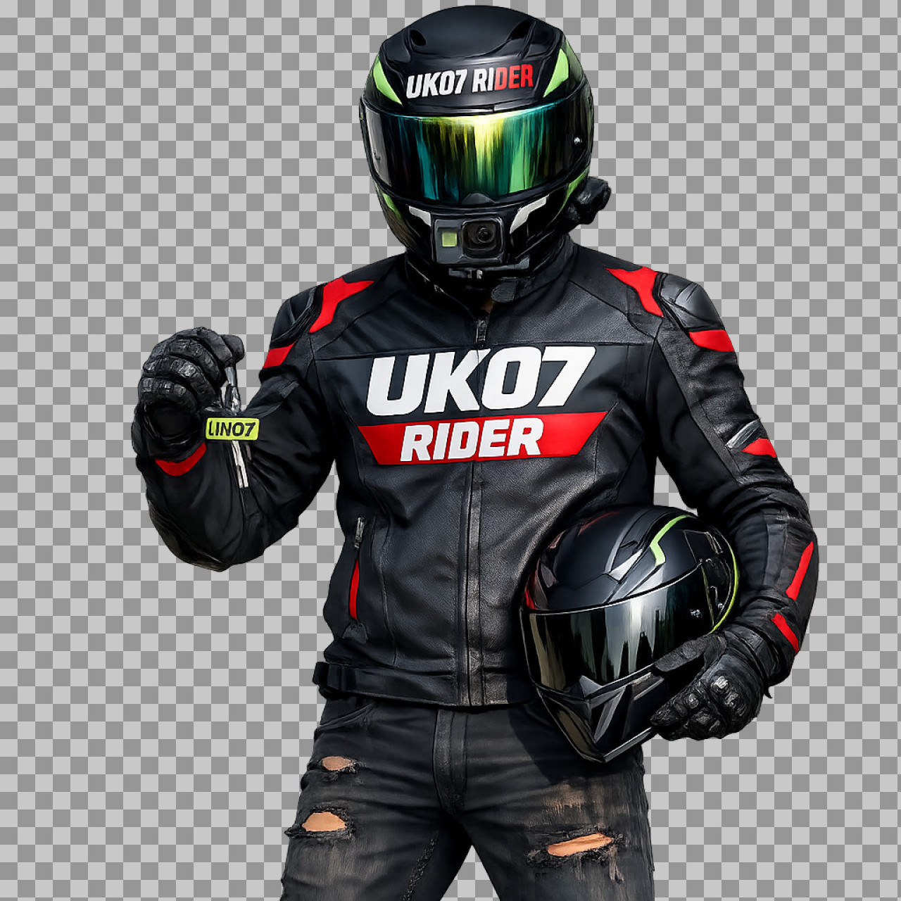 UK07 Rider in Full Gear PNG | Motovlogger Biking Attire...