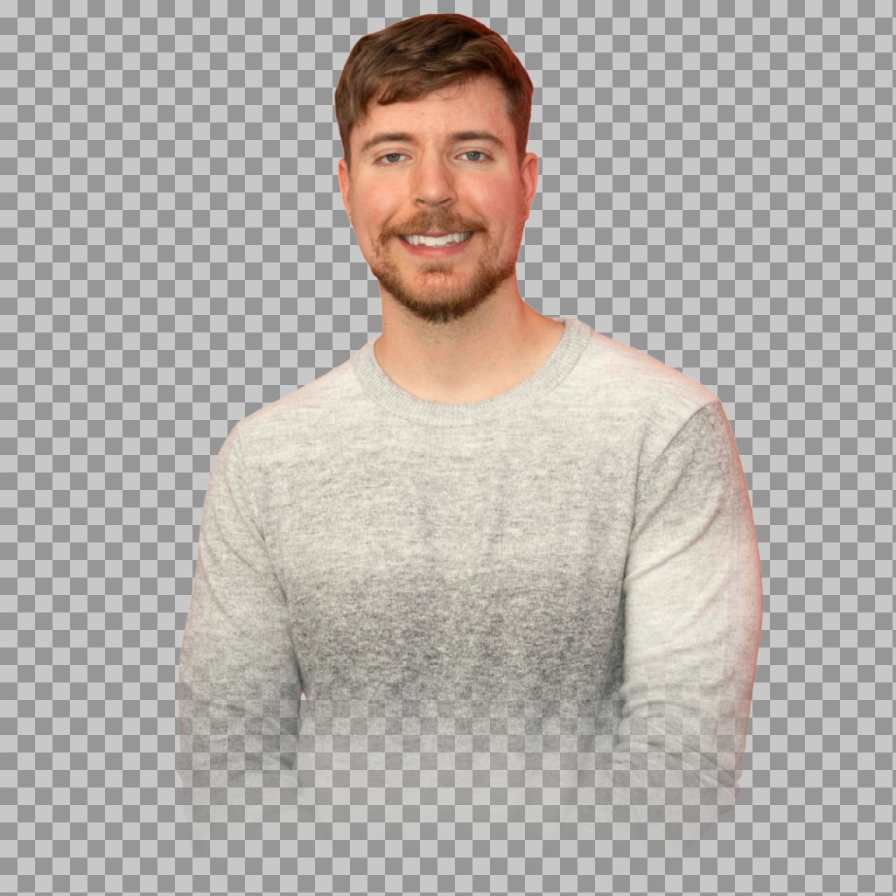 MrBeast Grey Sweater PNG | High-Quality Jimmy Donaldson Transparent Image