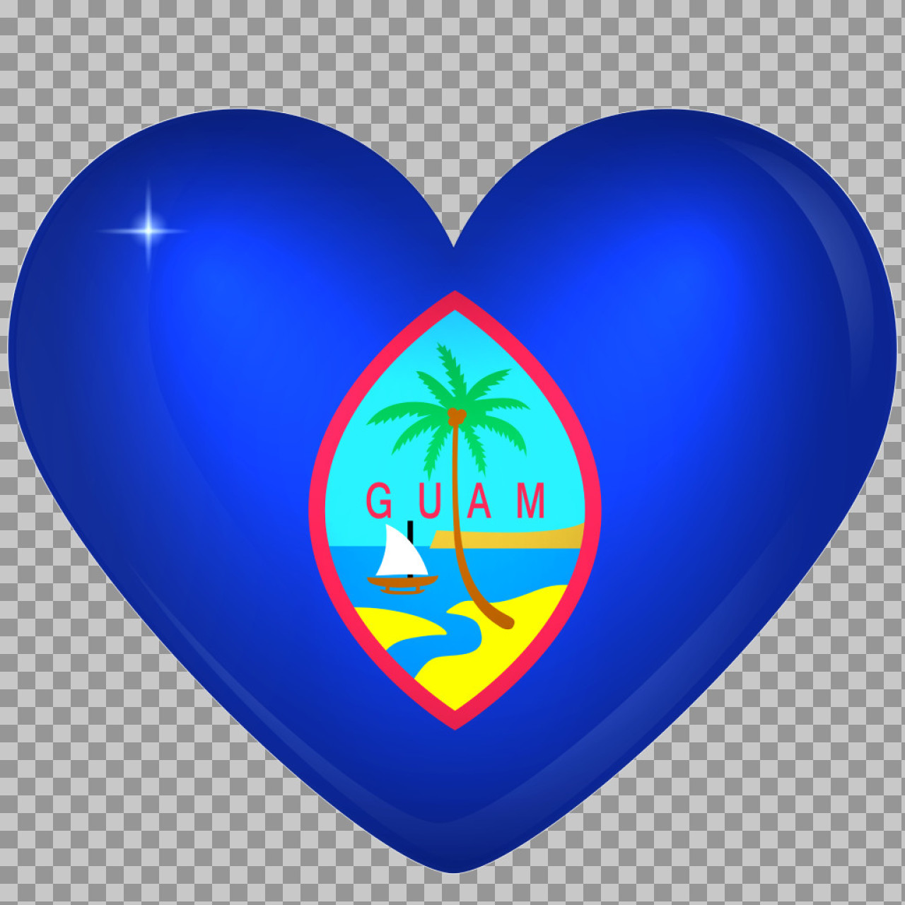 Guam Flag Heart PNG | Glossy "I Love Guam" Symbol...