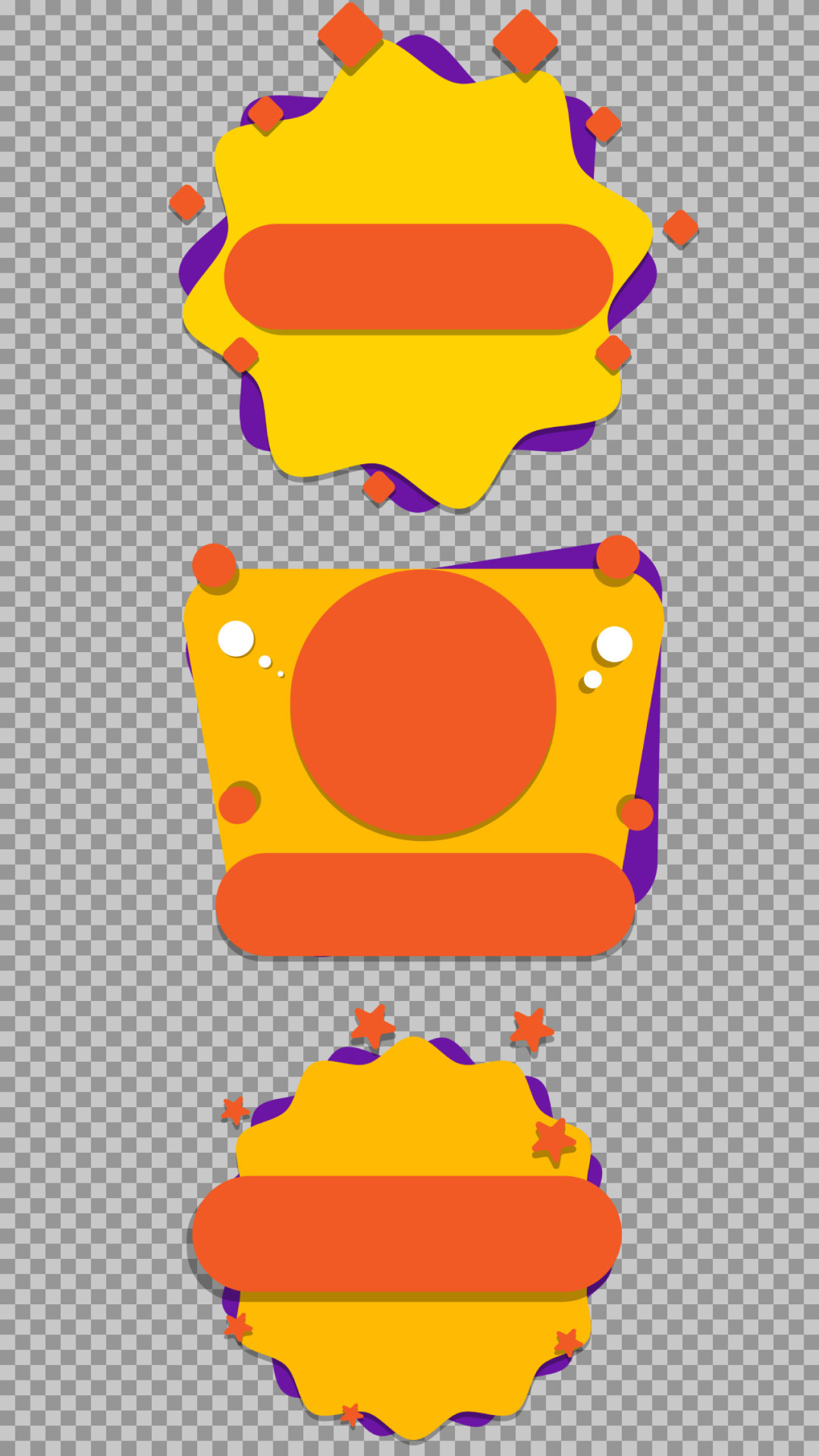 Yellow & Orange Abstract Banner PNG Set | Modern Promotional Labels