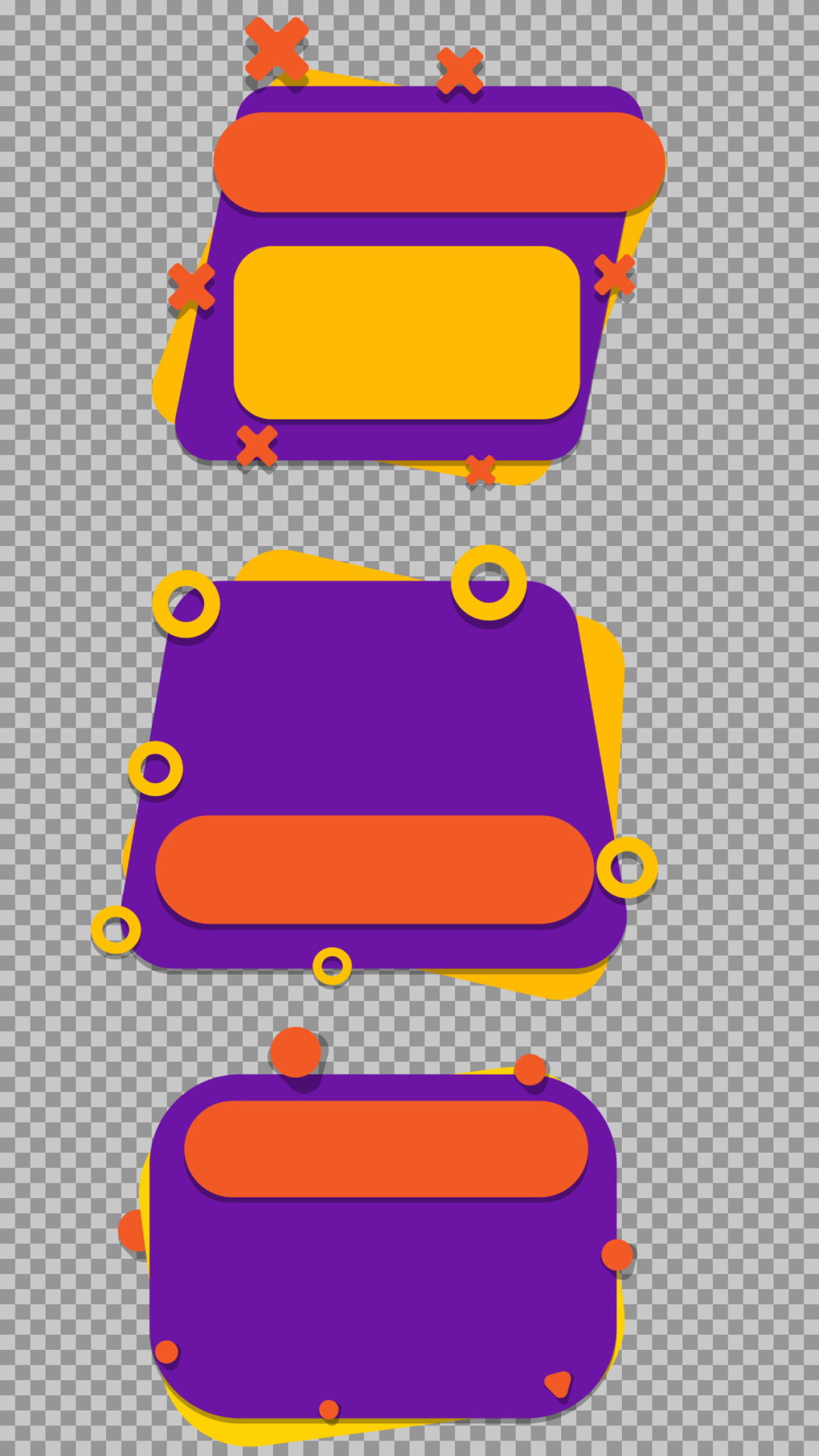 Modern Banner PNG Set | Purple & Orange Text Boxes