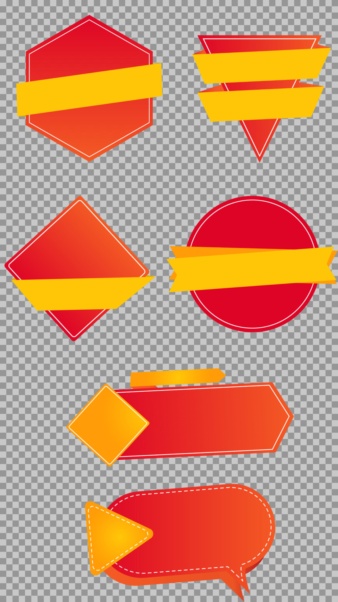 Red & Yellow Promotional Banners & Badges | Graphic Set png...