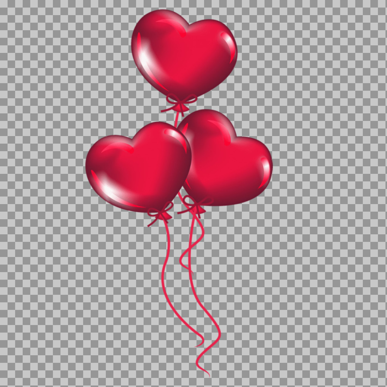 Red Heart Balloons PNG | Festive & Romantic Graphic